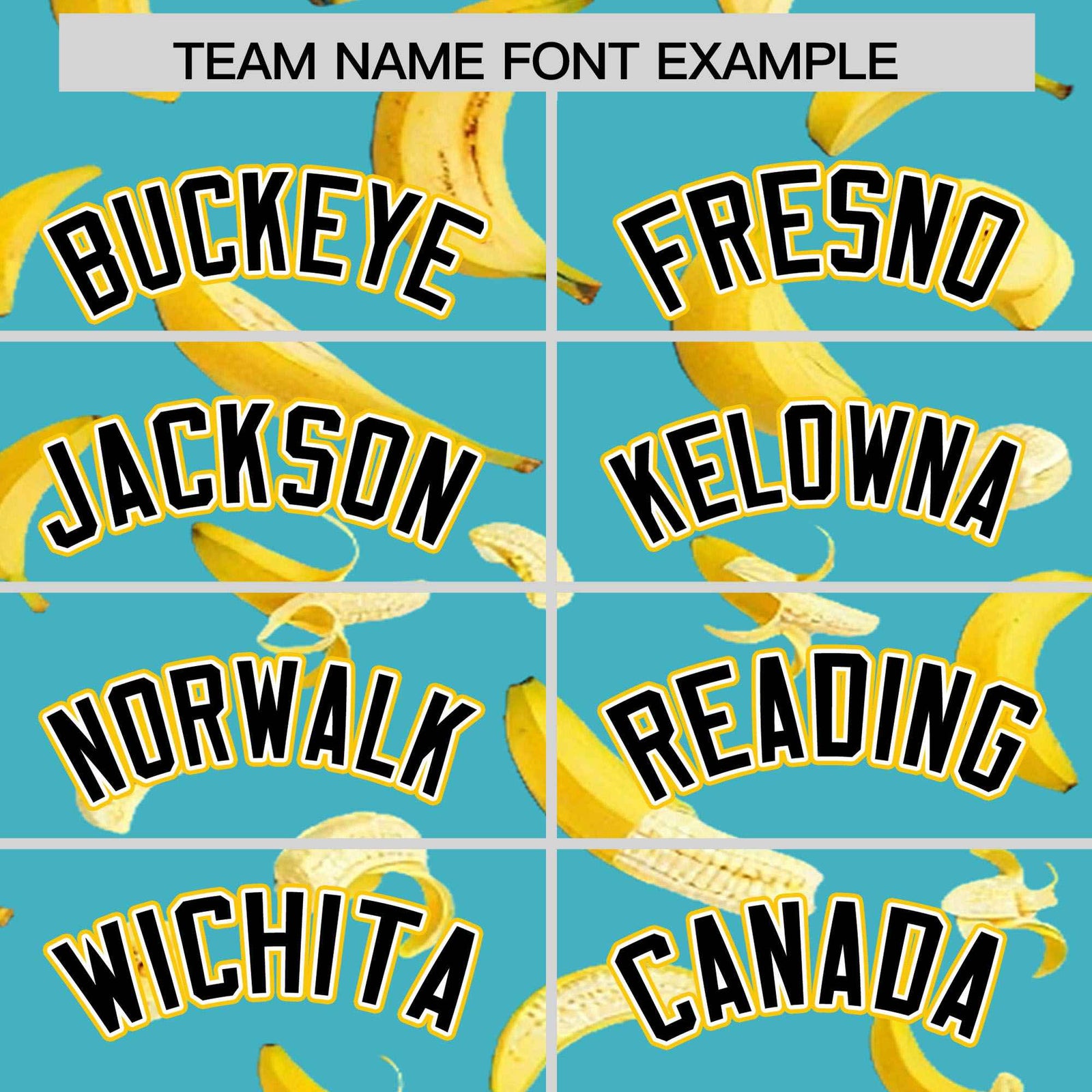 Custom Sky Blue Varsity Full-Zip Banana Pattern Letterman Bomber Jacket | Graffiti Pattern | Embroidery&Dye-sublimation printing | KXKSHOP