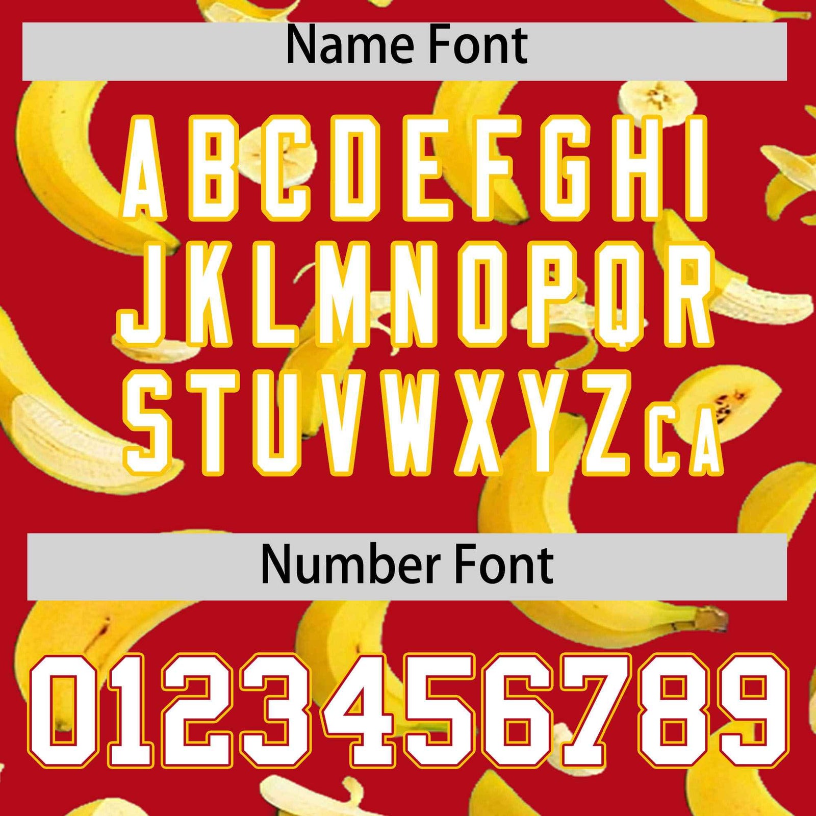 Custom Red Varsity Full-Zip Banana Pattern Letterman Bomber Jacket | Graffiti Pattern | Embroidery&Dye-sublimation printing | KXKSHOP