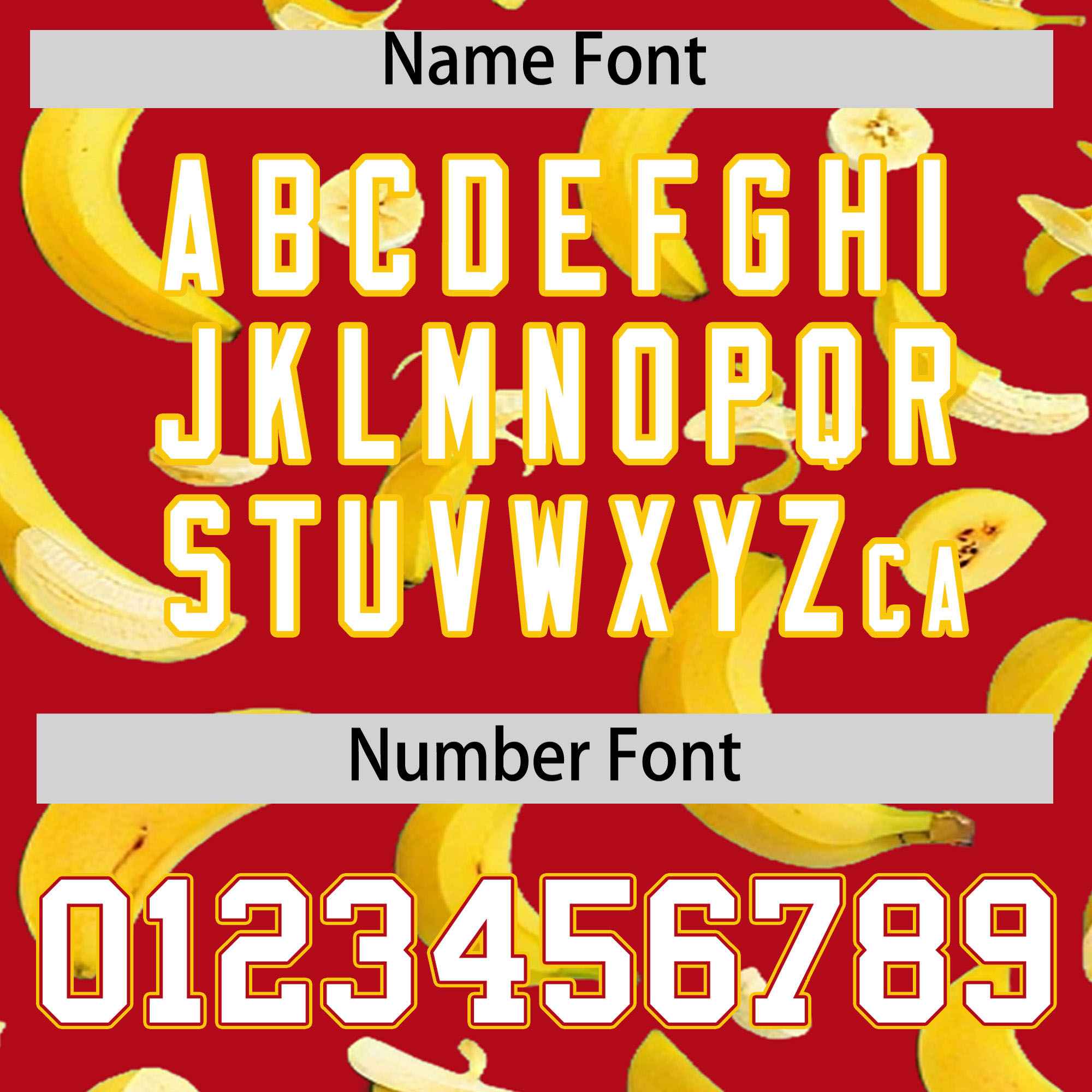 Custom Red Varsity Full-Zip Banana Pattern Letterman Bomber Jacket | Graffiti Pattern | Embroidery&Dye-sublimation printing | KXKSHOP