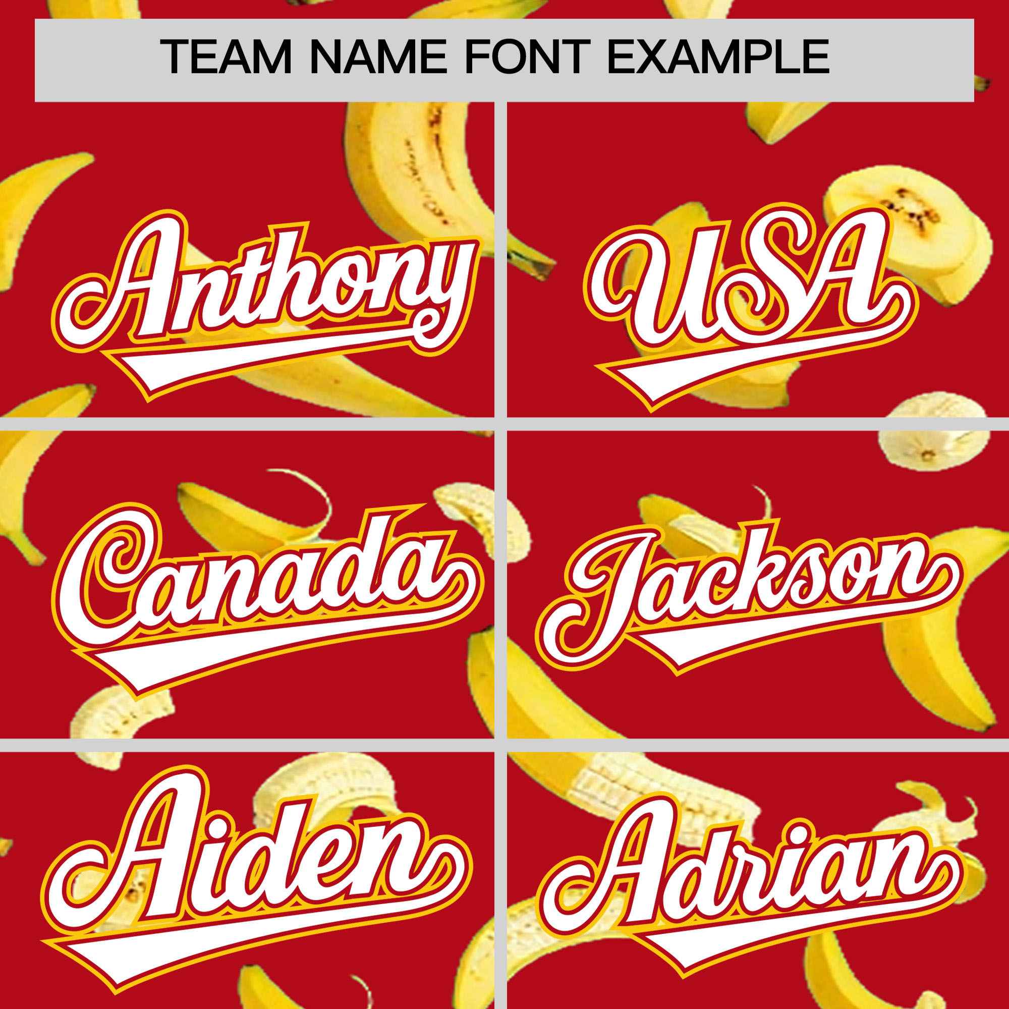 Custom Red Varsity Full-Zip Banana Pattern Letterman Bomber Jacket | Graffiti Pattern | Embroidery&Dye-sublimation printing | KXKSHOP