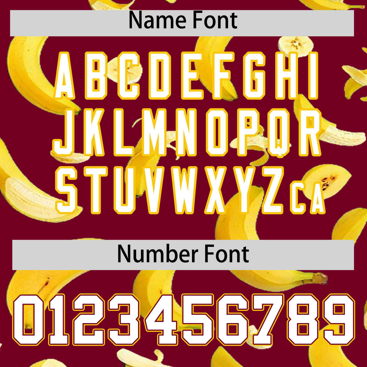 Custom Crimson Varsity Full-Zip Banana Pattern Letterman Bomber Jacket | Graffiti Pattern | Embroidery&amp;Dye-sublimation printing | KXKSHOP