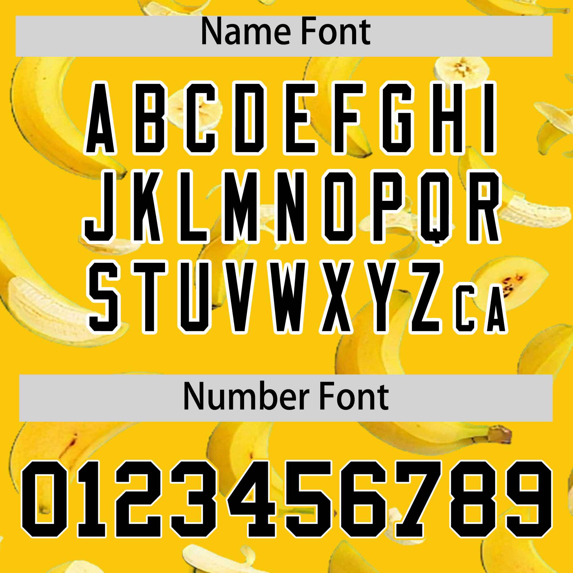 Custom Gold Varsity Full-Zip Banana Pattern Letterman Bomber Jacket | Graffiti Pattern | Embroidery&Dye-sublimation printing | KXKSHOP