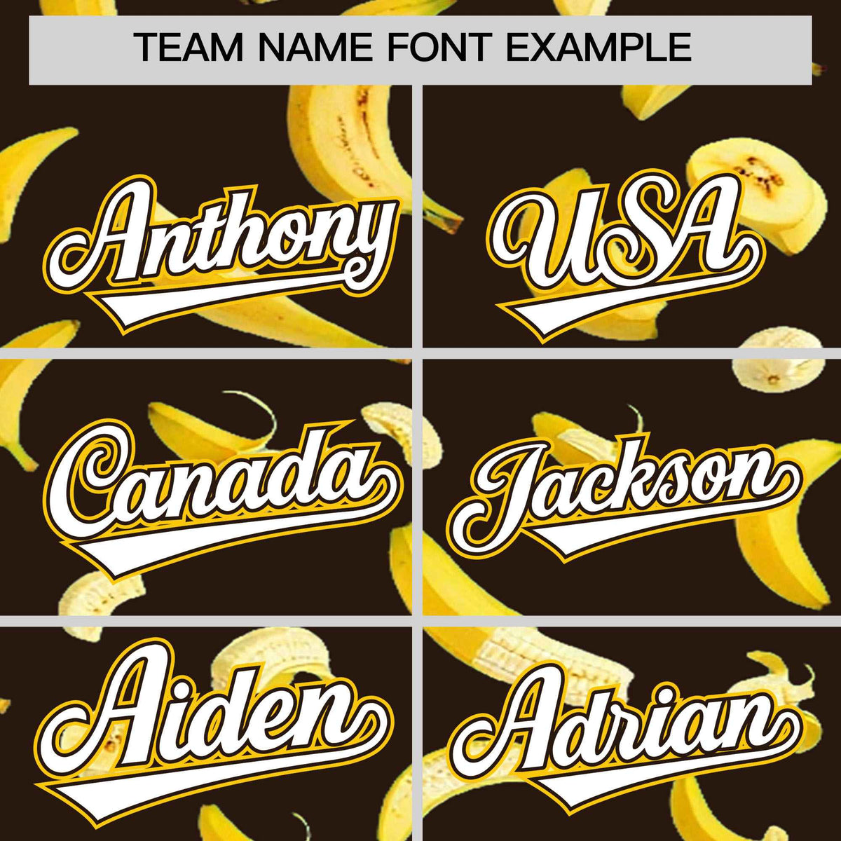 Custom Brown Varsity Full-Zip Banana Pattern Letterman Bomber Jacket | Graffiti Pattern | Embroidery&amp;Dye-sublimation printing | KXKSHOP