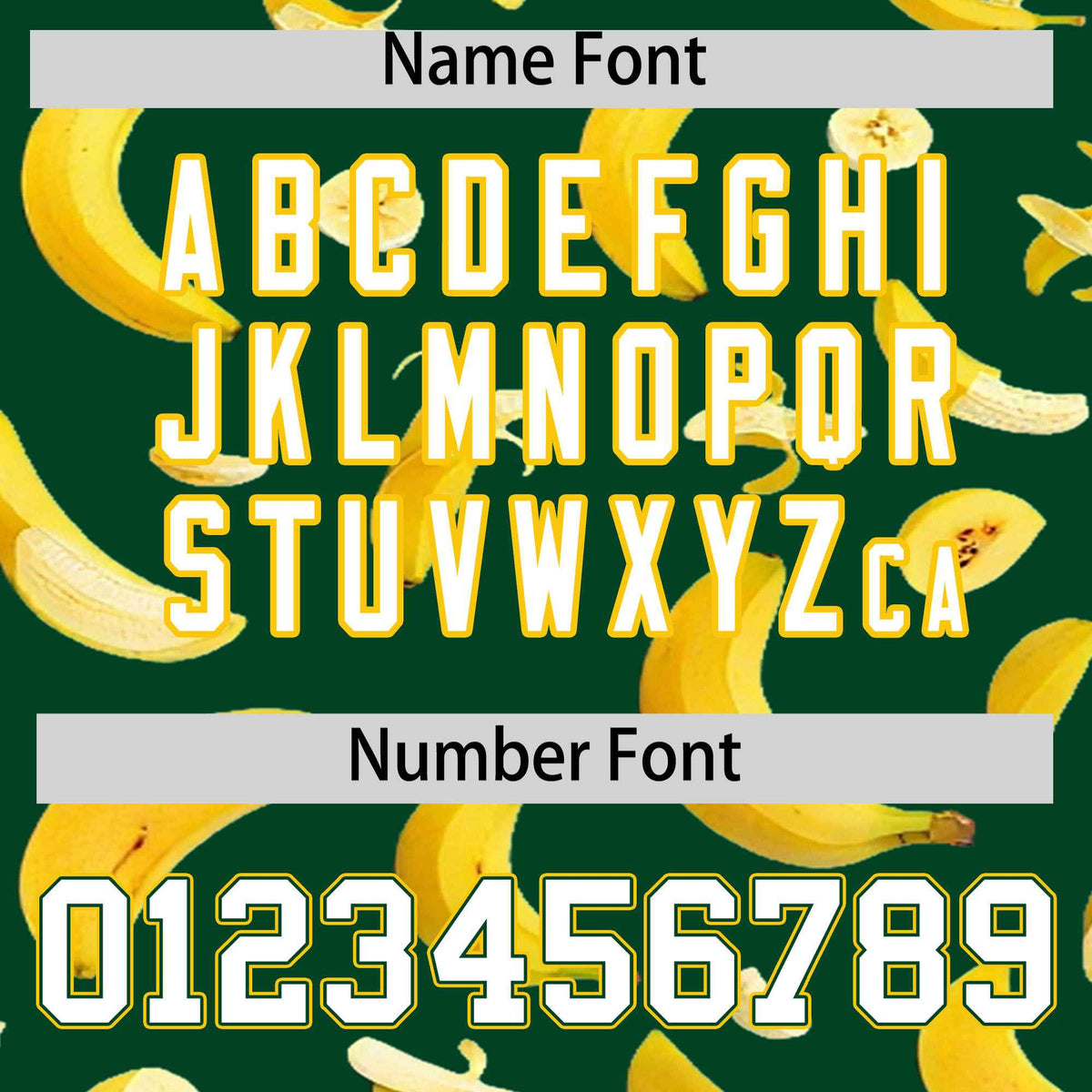 Custom Green Varsity Full-Zip Banana Pattern Letterman Bomber Jacket | Graffiti Pattern | Embroidery&amp;Dye-sublimation printing | KXKSHOP