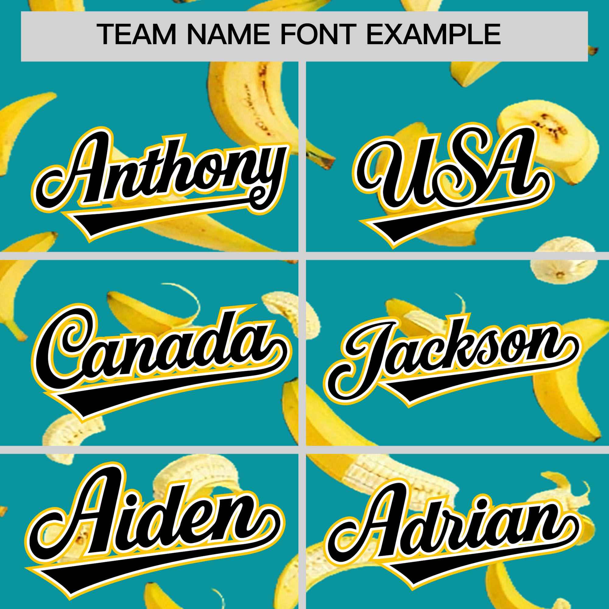 Custom Aqua Varsity Full-Zip Banana Pattern Letterman Bomber Jacket | Graffiti Pattern | Embroidery&Dye-sublimation printing | KXKSHOP