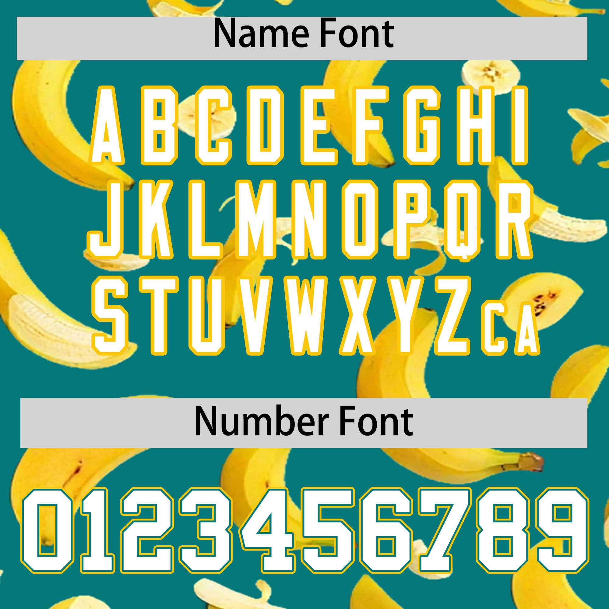 Custom Teal Varsity Full-Zip Banana Pattern Letterman Bomber Jacket | Graffiti Pattern | Embroidery&Dye-sublimation printing | KXKSHOP