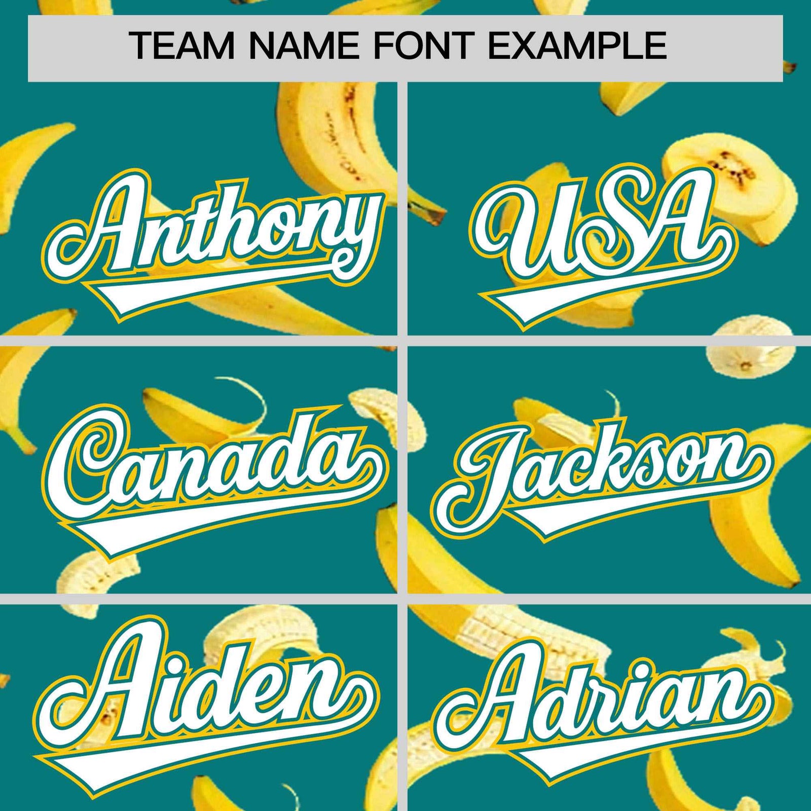 Custom Teal Varsity Full-Zip Banana Pattern Letterman Bomber Jacket | Graffiti Pattern | Embroidery&Dye-sublimation printing | KXKSHOP