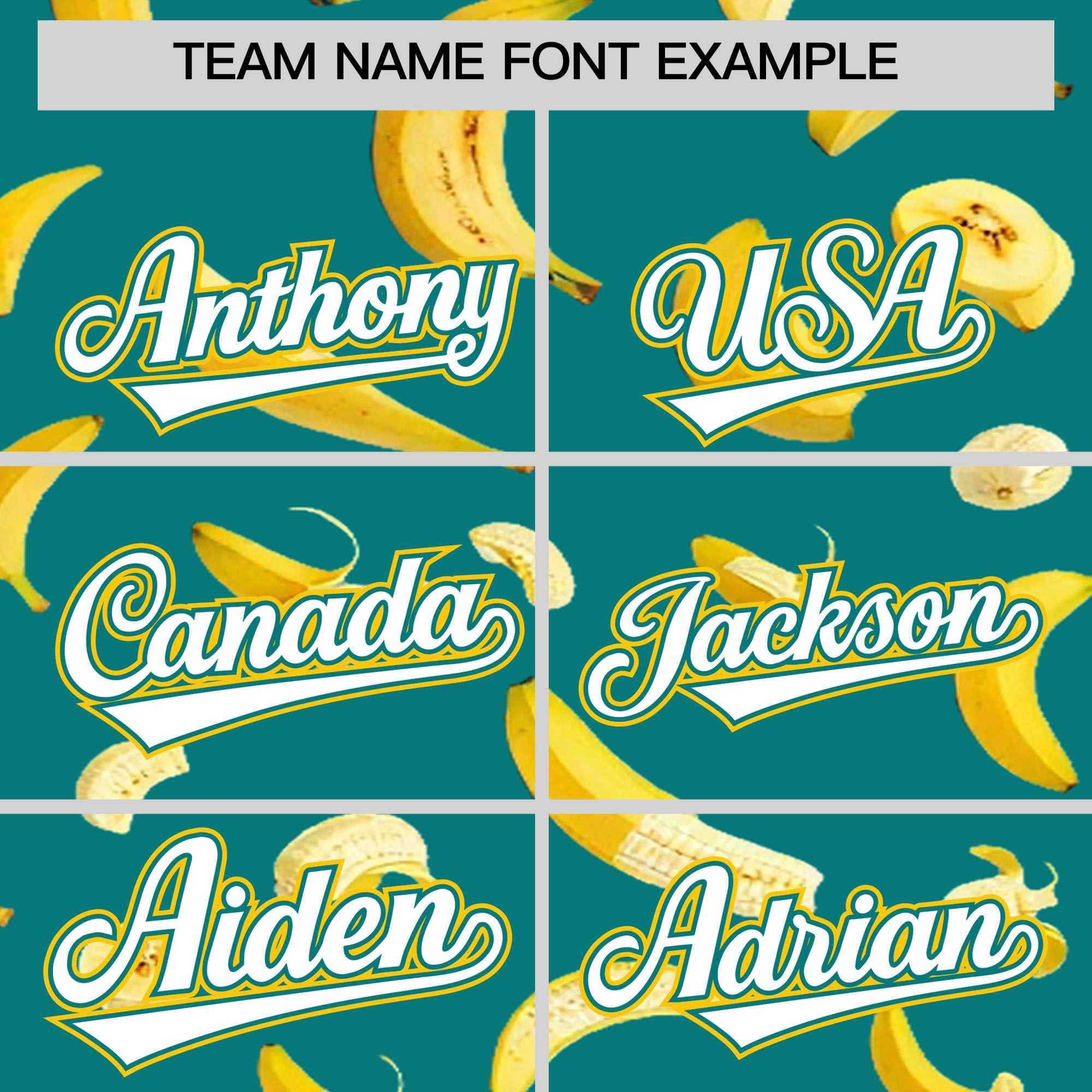 Custom Teal Varsity Full-Zip Banana Pattern Letterman Bomber Jacket | Graffiti Pattern | Embroidery&Dye-sublimation printing | KXKSHOP