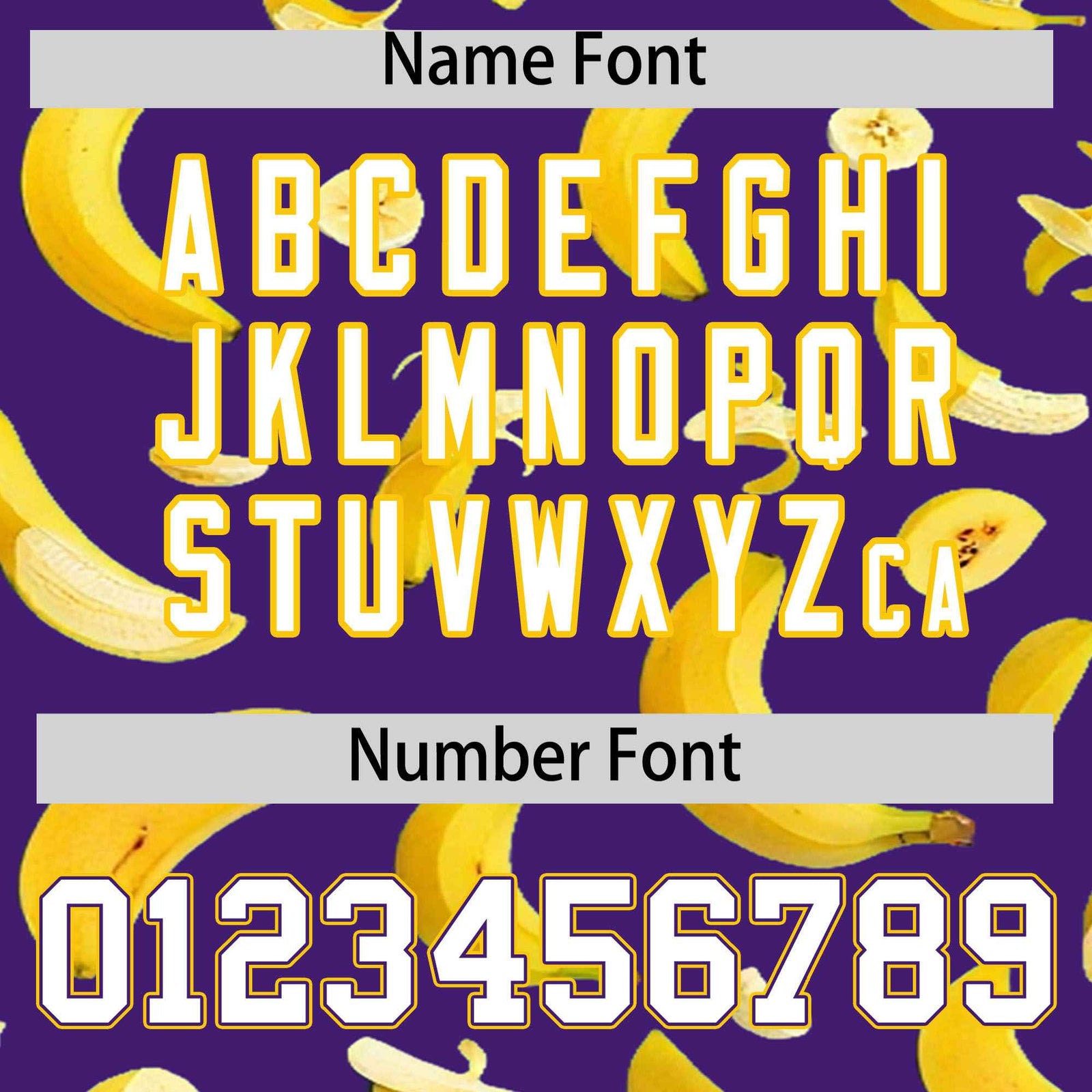 Custom Purple Varsity Full-Zip Banana Pattern Letterman Bomber Jacket | Graffiti Pattern | Embroidery&Dye-sublimation printing | KXKSHOP