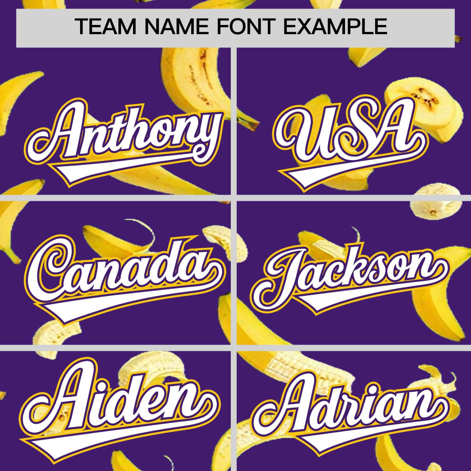 Custom Purple Varsity Full-Zip Banana Pattern Letterman Bomber Jacket | Graffiti Pattern | Embroidery&Dye-sublimation printing | KXKSHOP