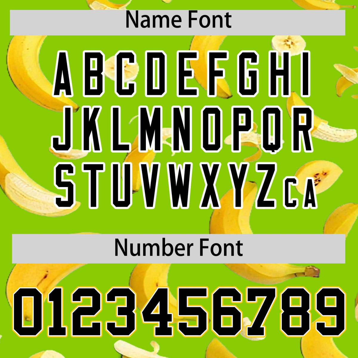 Custom Neon Green Varsity Full-Zip Banana Pattern Letterman Bomber Jacket | Graffiti Pattern | Embroidery&amp;Dye-sublimation printing | KXKSHOP