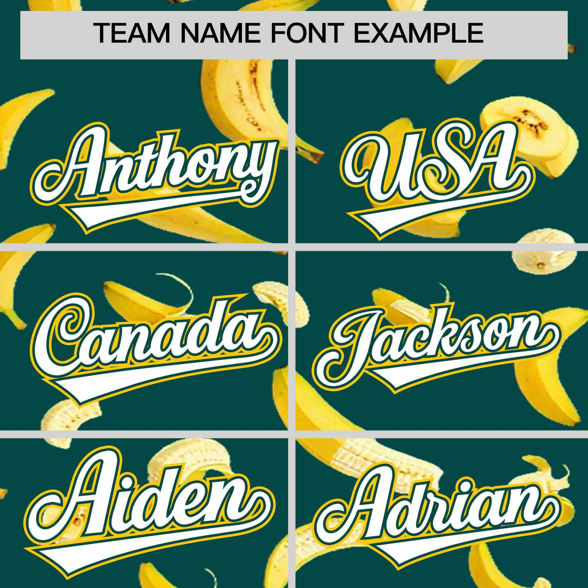 Custom Midnight Green Varsity Full-Zip Banana Pattern Letterman Bomber Jacket | Graffiti Pattern | Embroidery&amp;Dye-sublimation printing | KXKSHOP