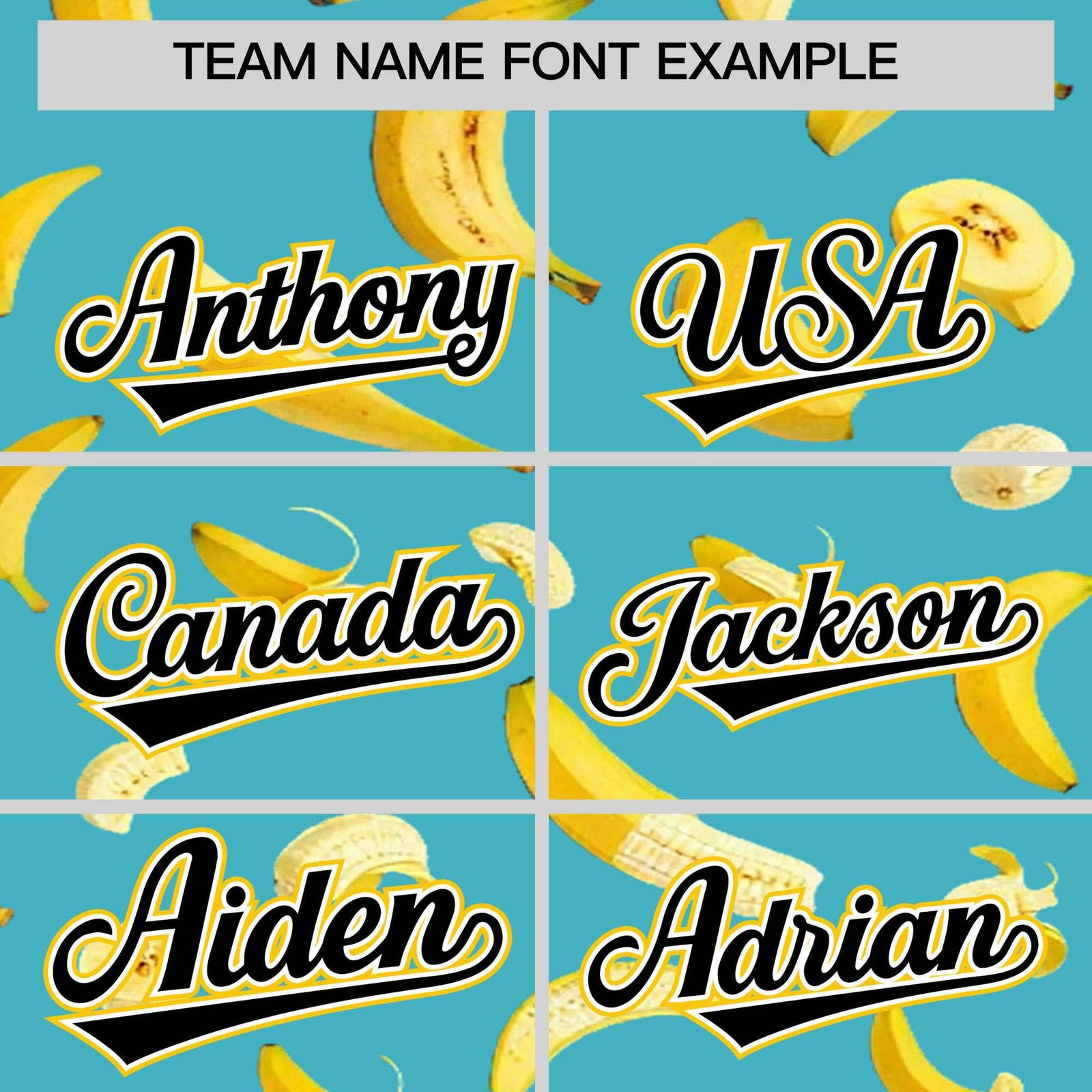 Custom Sky Blue Varsity Full-Zip Banana Pattern Letterman Bomber Jacket | Graffiti Pattern | Embroidery&Dye-sublimation printing | KXKSHOP