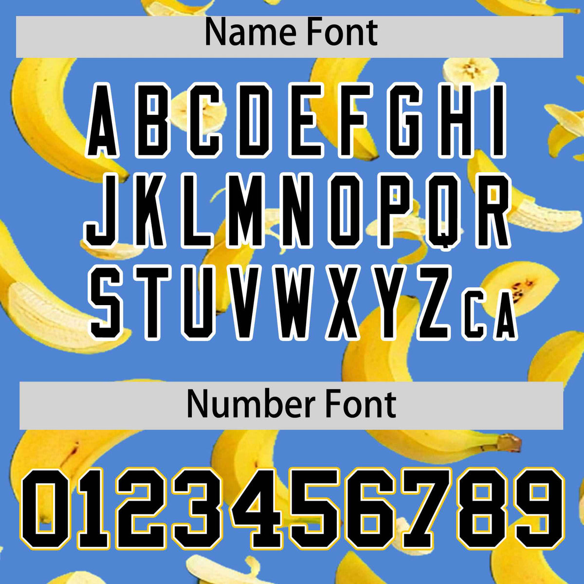 Custom Powder Blue Varsity Full-Zip Banana Pattern Letterman Bomber Jacket | Graffiti Pattern | Embroidery&amp;Dye-sublimation printing | KXKSHOP