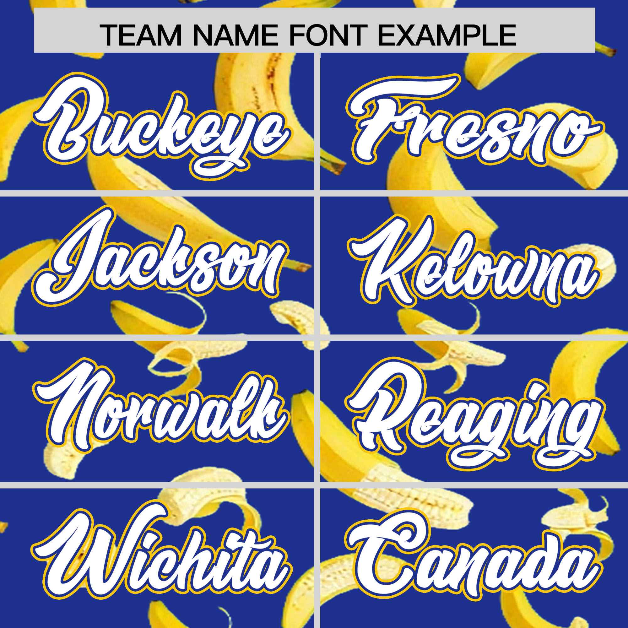 Custom Royal Blue Varsity Full-Zip Banana Pattern Letterman Bomber Jacket | Graffiti Pattern | Embroidery&Dye-sublimation printing | KXKSHOP