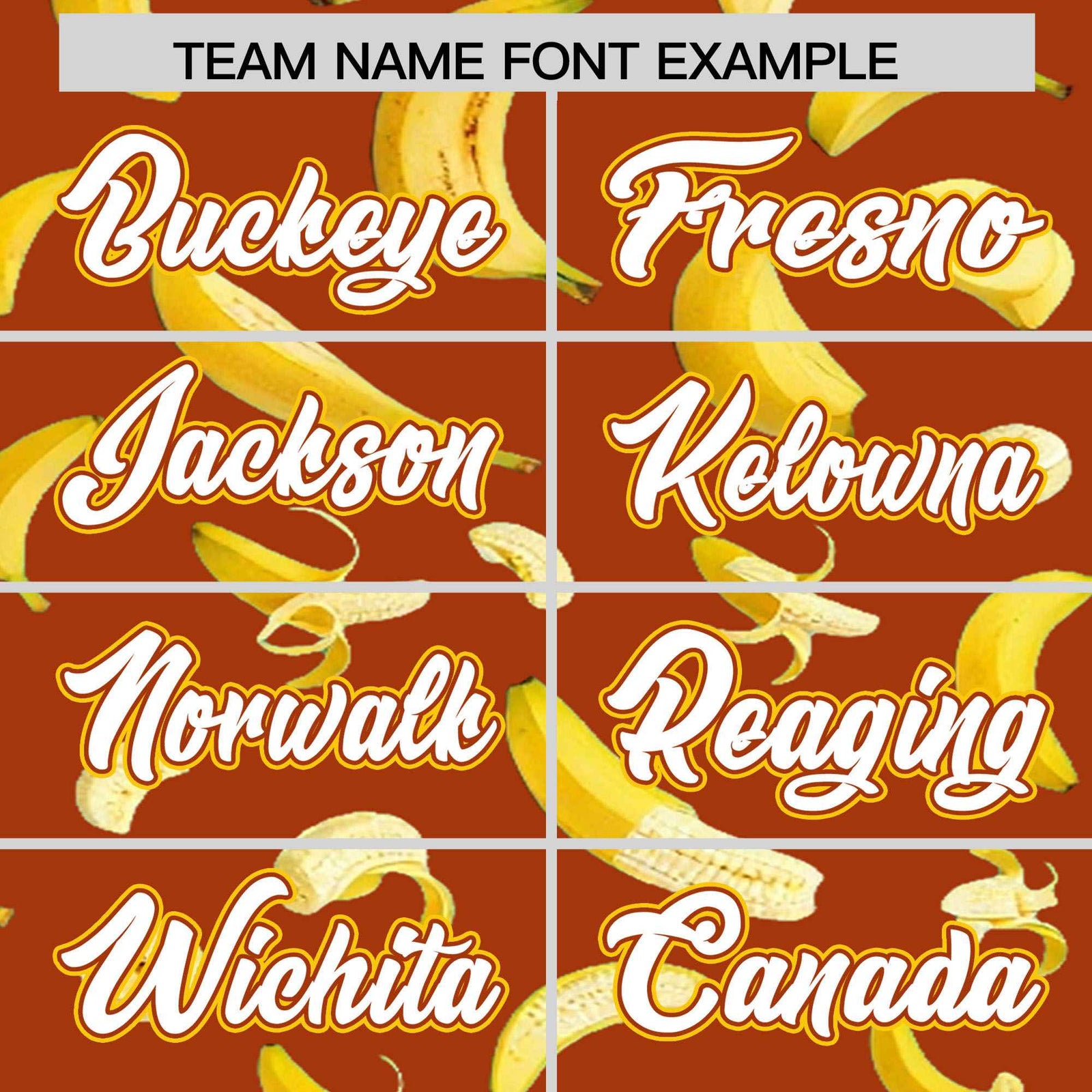 Custom Dark Orange Varsity Full-Zip Banana Pattern Letterman Bomber Jacket | Graffiti Pattern | Embroidery&Dye-sublimation printing | KXKSHOP