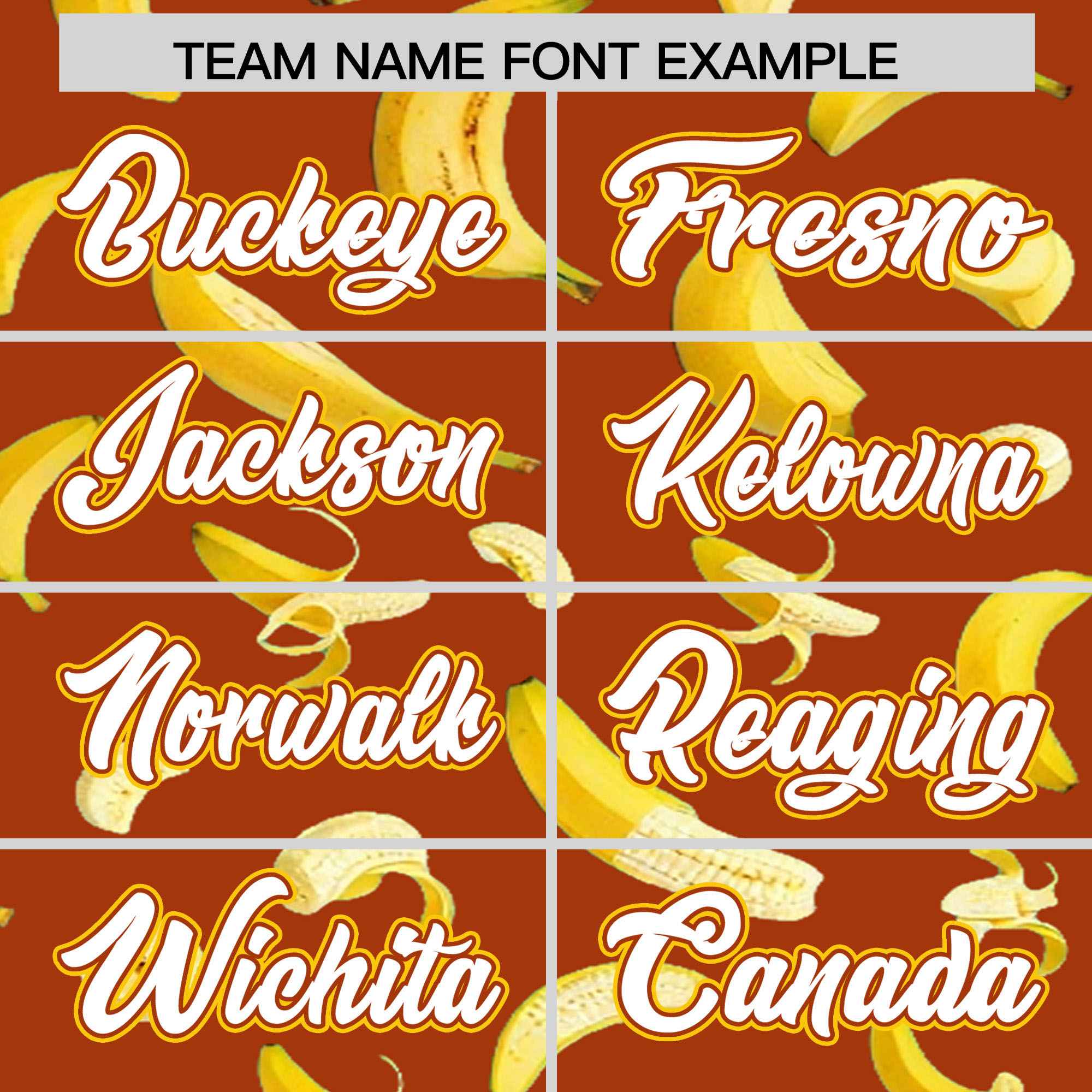 Custom Dark Orange Varsity Full-Zip Banana Pattern Letterman Bomber Jacket | Graffiti Pattern | Embroidery&Dye-sublimation printing | KXKSHOP