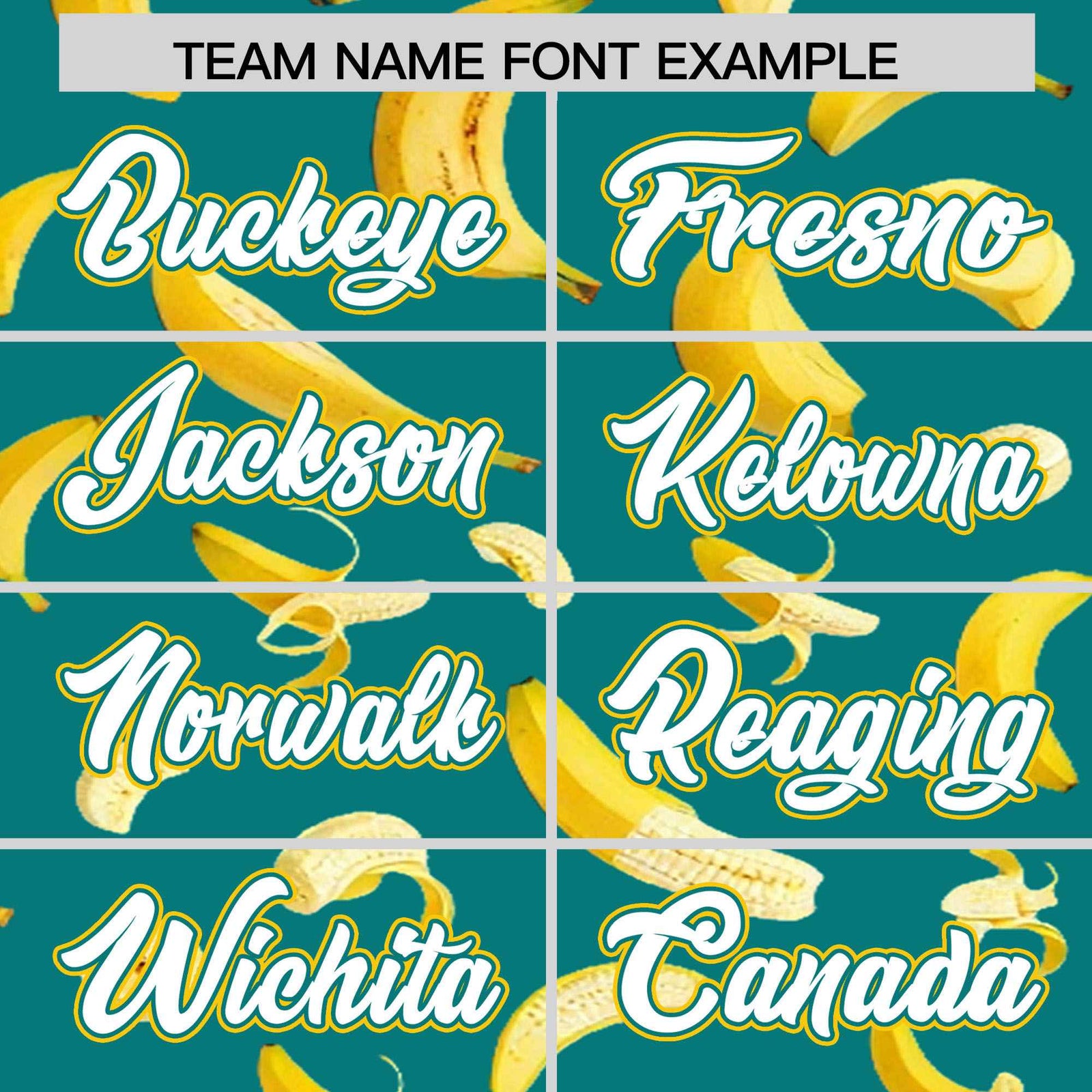 Custom Teal Varsity Full-Zip Banana Pattern Letterman Bomber Jacket | Graffiti Pattern | Embroidery&Dye-sublimation printing | KXKSHOP