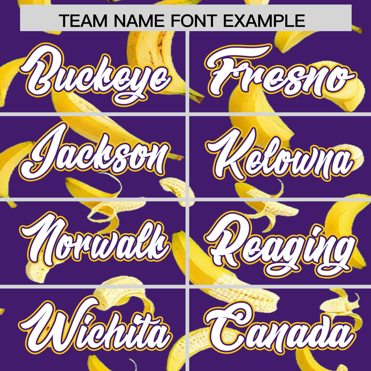 Custom Purple Varsity Full-Zip Banana Pattern Letterman Bomber Jacket | Graffiti Pattern | Embroidery&amp;Dye-sublimation printing | KXKSHOP