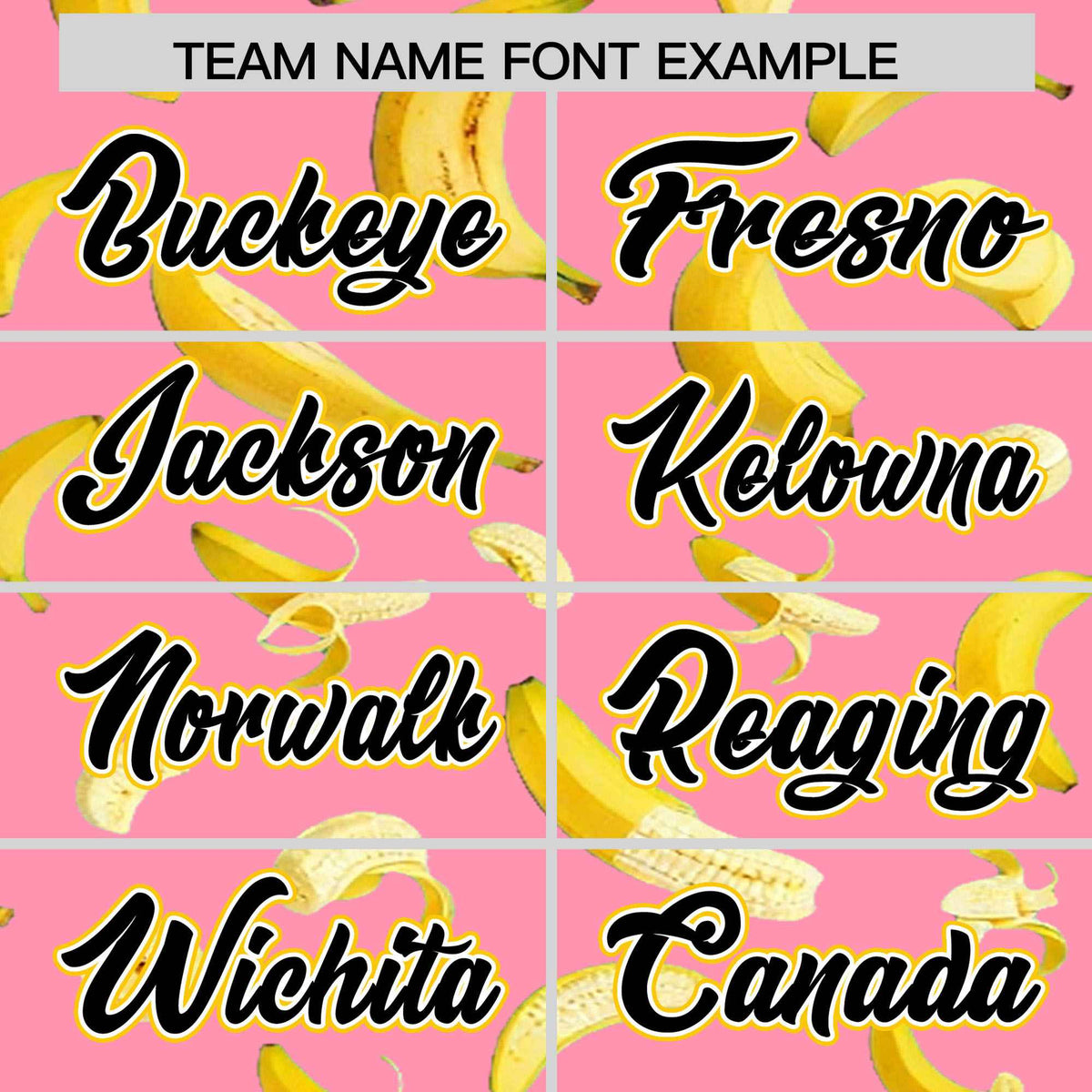 Custom Light Pink Varsity Full-Zip Banana Pattern Letterman Bomber Jacket | Graffiti Pattern | Embroidery&amp;Dye-sublimation printing | KXKSHOP