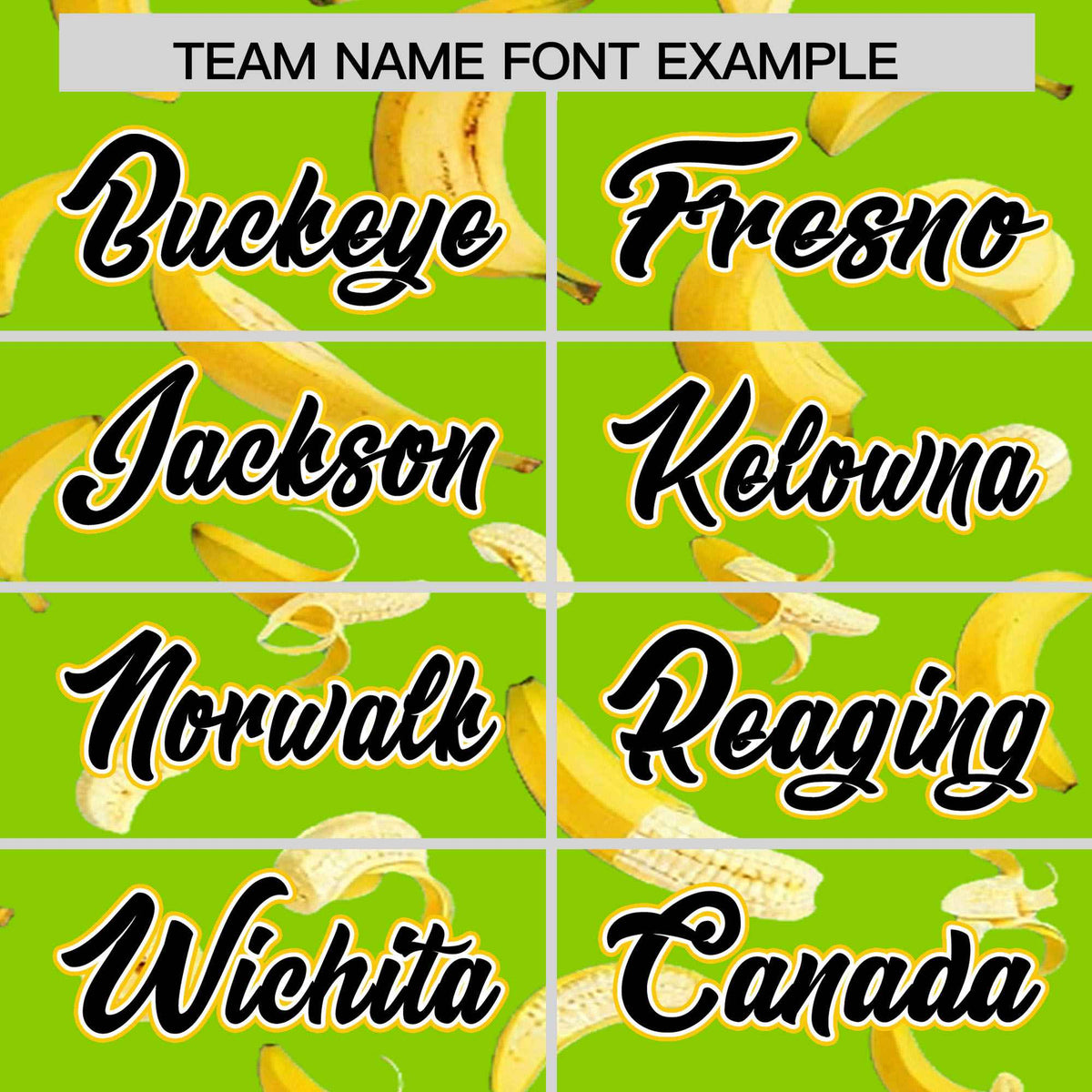 Custom Neon Green Varsity Full-Zip Banana Pattern Letterman Bomber Jacket | Graffiti Pattern | Embroidery&amp;Dye-sublimation printing | KXKSHOP