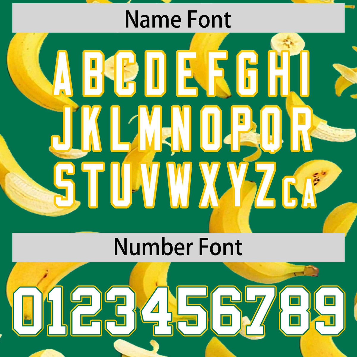 Custom Kelly Green Varsity Full-Zip Banana Pattern Letterman Bomber Jacket | Graffiti Pattern | Embroidery&amp;Dye-sublimation printing | KXKSHOP