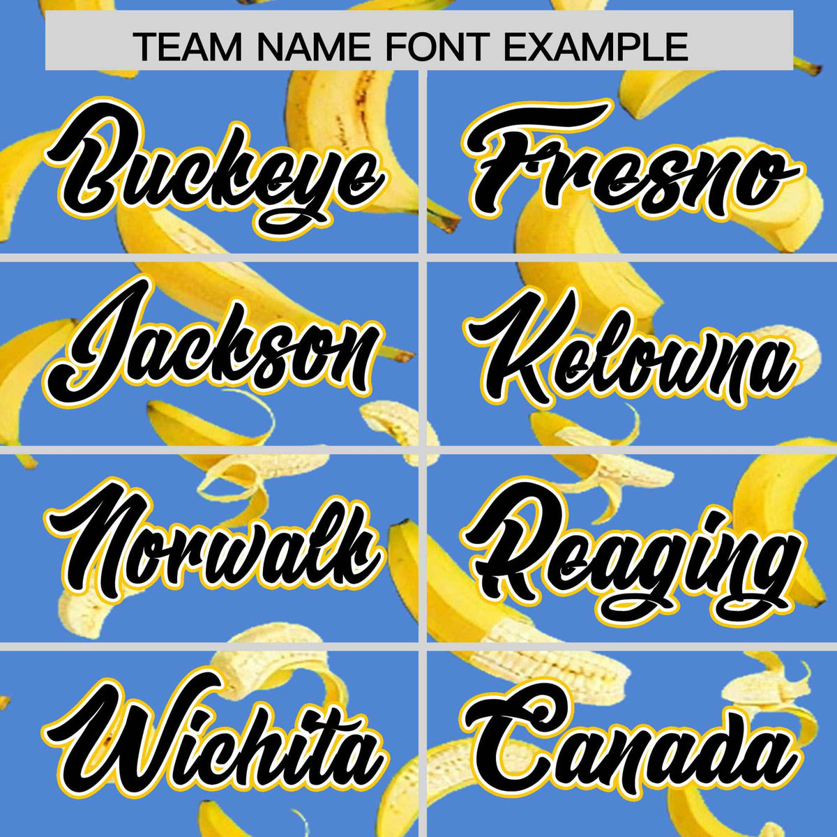 Custom Powder Blue Varsity Full-Zip Banana Pattern Letterman Bomber Jacket | Graffiti Pattern | Embroidery&amp;Dye-sublimation printing | KXKSHOP