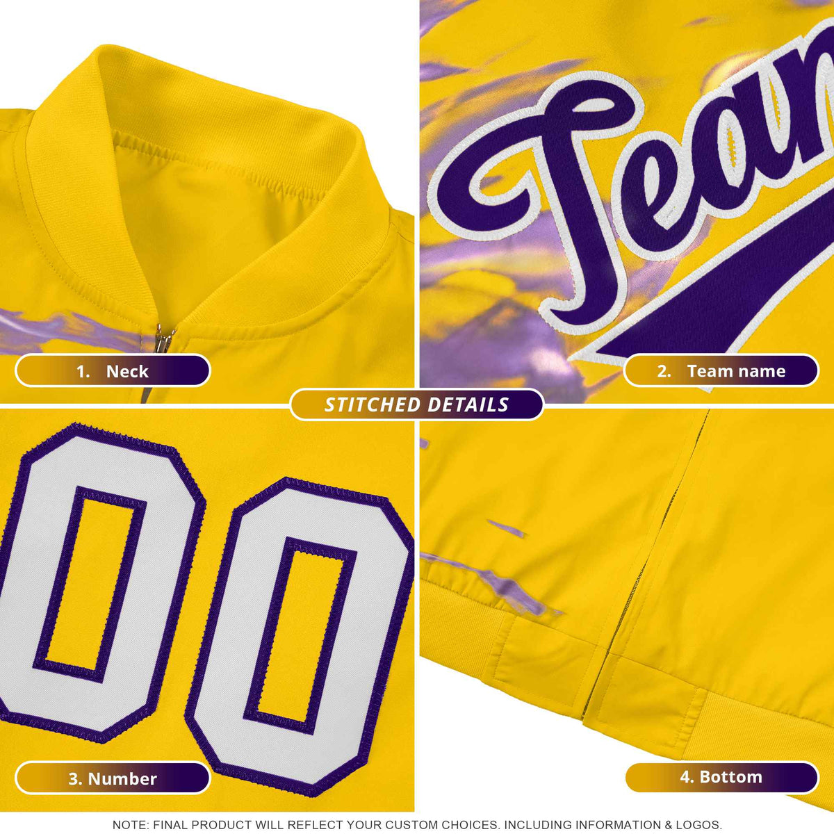 Custom Olive Varsity Full-Zip Banana Pattern Letterman Bomber Jacket | Graffiti Pattern | Embroidery&amp;Dye-sublimation printing | KXKSHOP