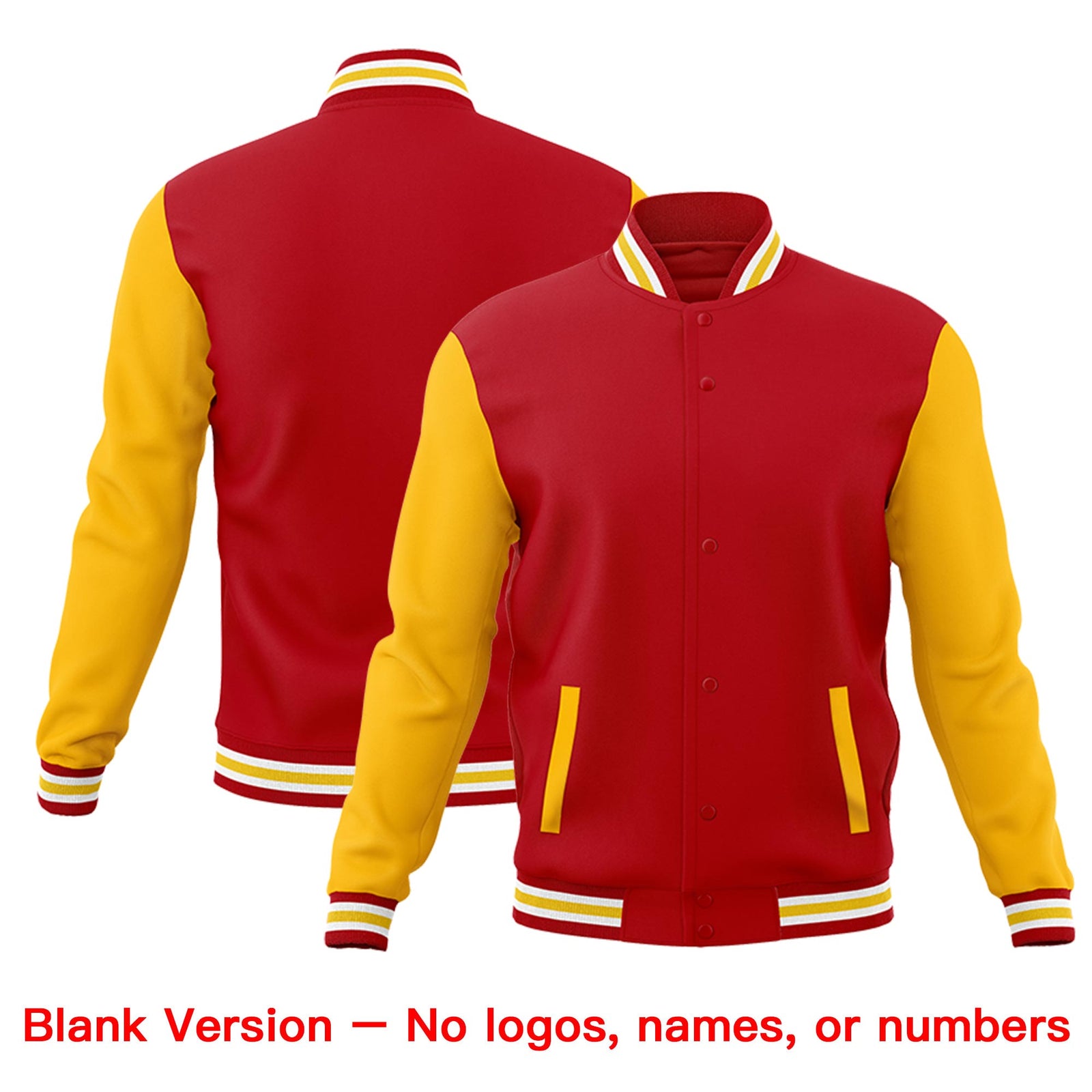 Custom Red White Gold Raglan Sleeves Classic Style Letterman Cotton Fabric Jacket| KXKSHOP