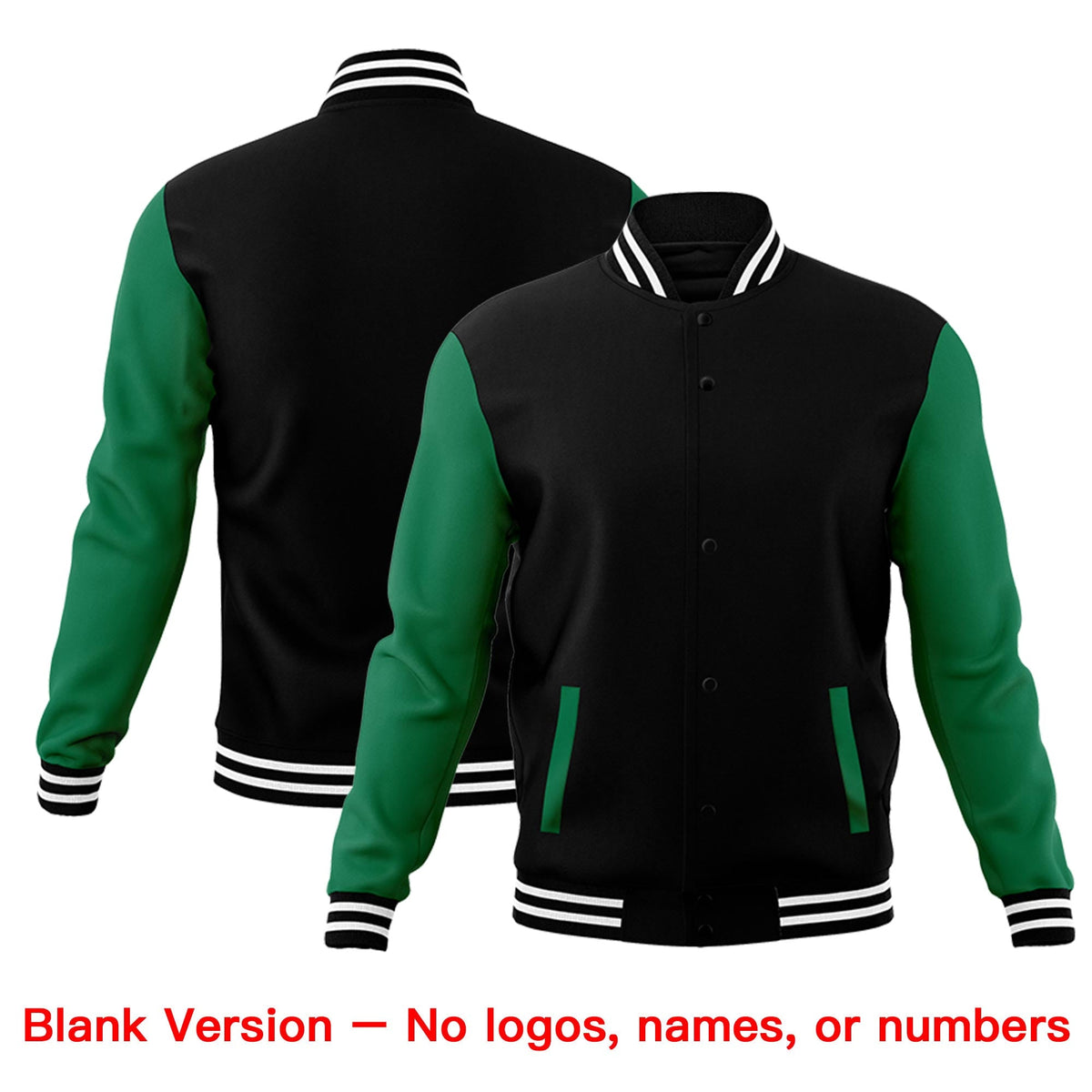 Custom Black Kelly Green White Raglan Sleeves Classic Style Letterman Cotton Fabric Jacket| KXKSHOP