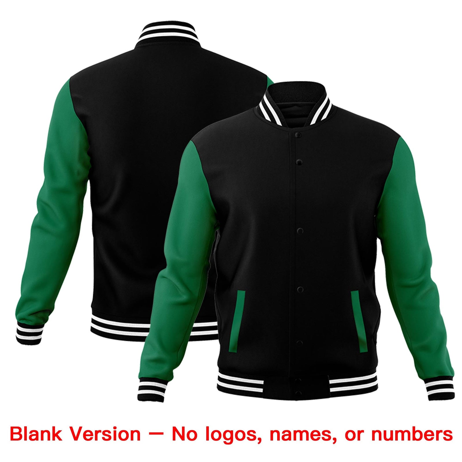 Custom Black Kelly Green White Raglan Sleeves Classic Style Letterman Cotton Fabric Jacket| KXKSHOP
