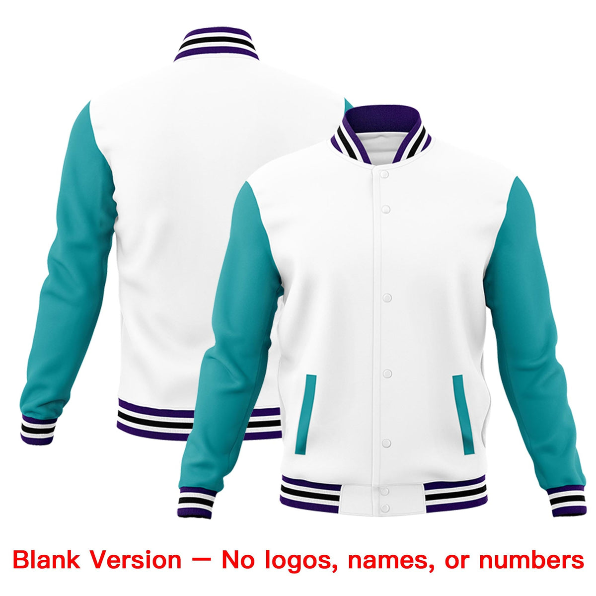 Custom White Aqua Purple Raglan Sleeves Classic Style Letterman Cotton Fabric Jacket| KXKSHOP