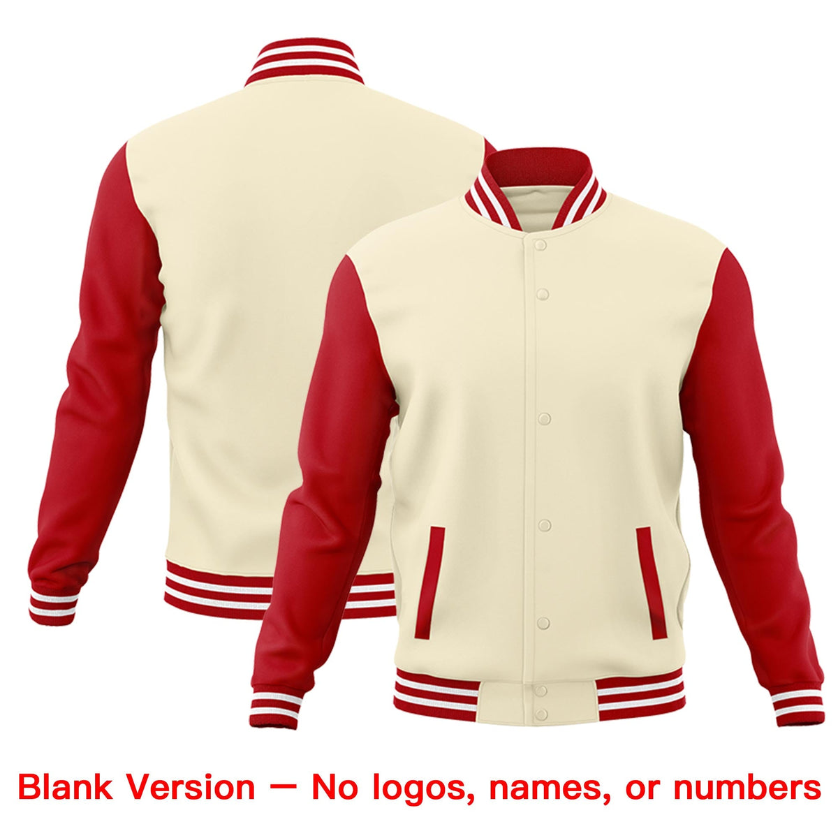 Custom Cream Red White Raglan Sleeves Classic Style Letterman Cotton Fabric Jacket| KXKSHOP