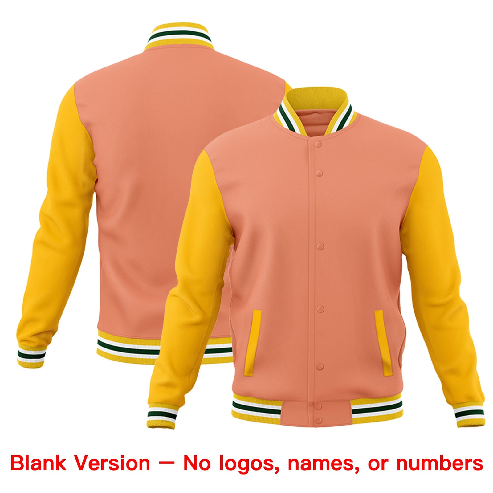 Custom Light Orange Gold White Raglan Sleeves Classic Style Letterman Cotton Fabric Jacket| KXKSHOP