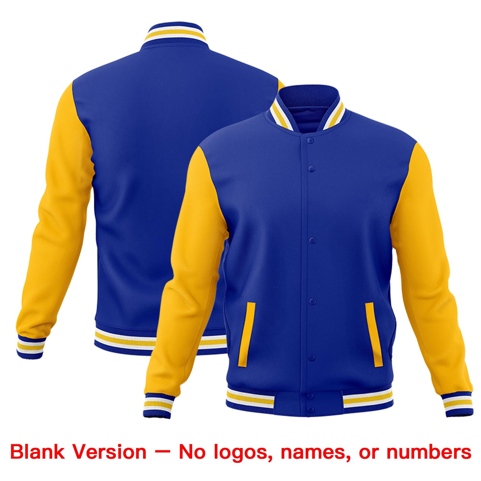 Custom Royal Blue White Gold Raglan Sleeves Classic Style Letterman Cotton Fabric Jacket| KXKSHOP