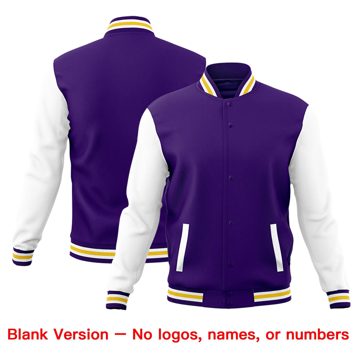 Custom Purple White Gold Raglan Sleeves Classic Style Letterman Cotton Fabric Jacket| KXKSHOP