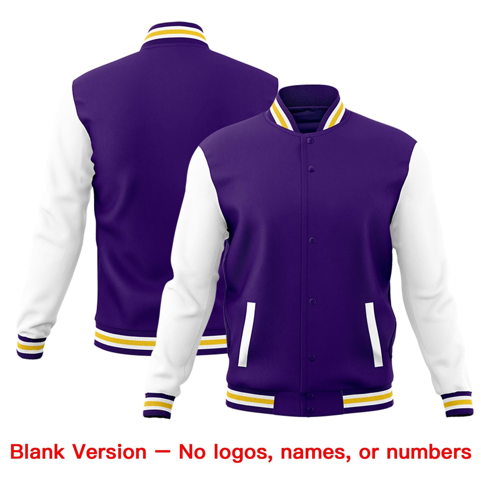 Custom Purple White Gold Raglan Sleeves Classic Style Letterman Cotton Fabric Jacket| KXKSHOP