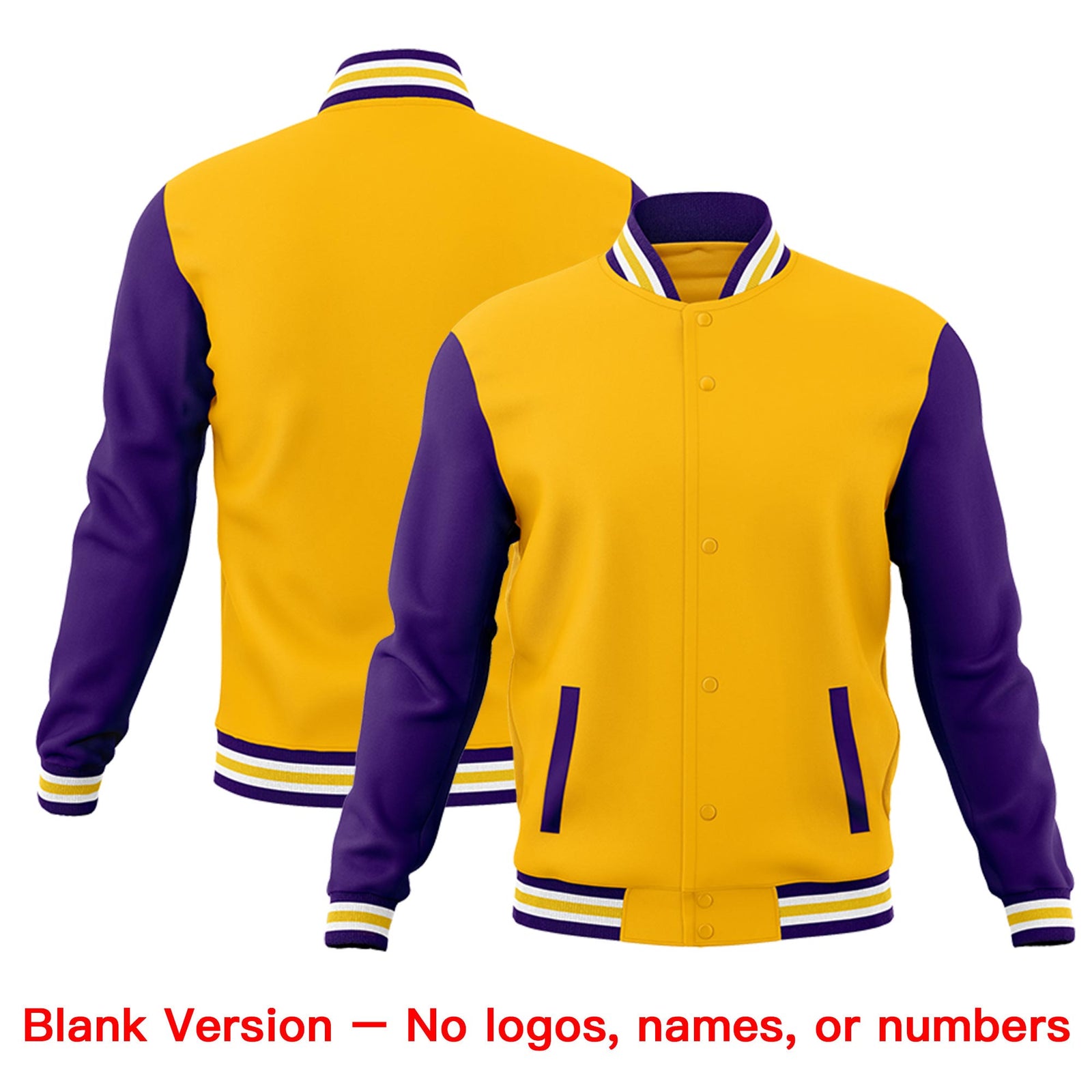 Custom Gold Purple White Raglan Sleeves Classic Style Letterman Cotton Fabric Jacket| KXKSHOP