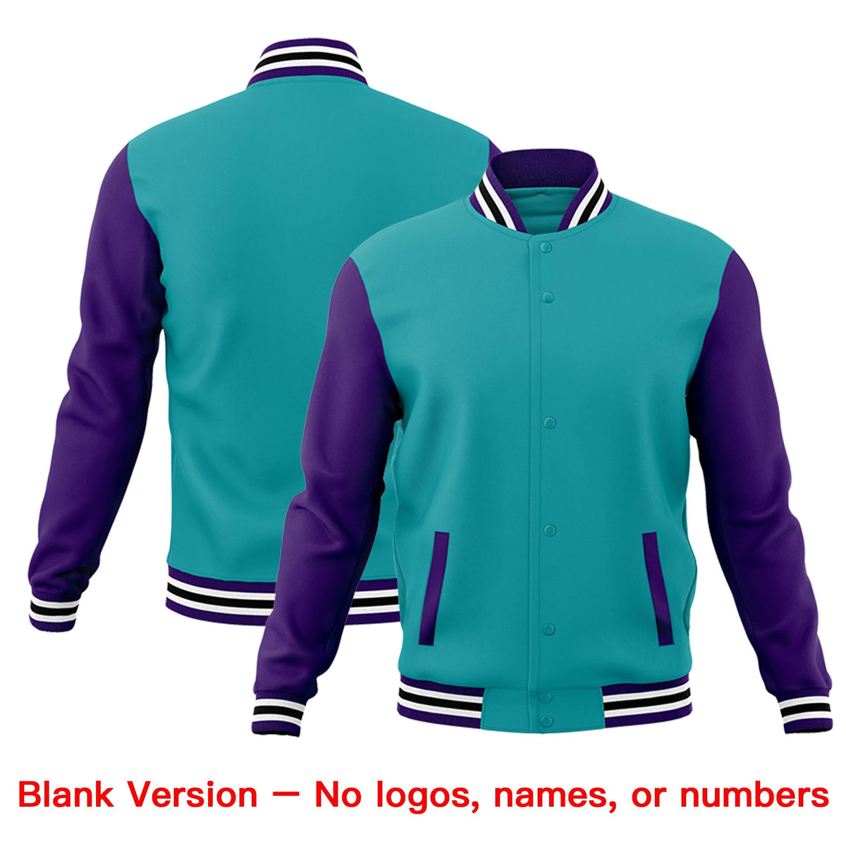 Custom Aqua Purple White Raglan Sleeves Classic Style Letterman Cotton Fabric Jacket| KXKSHOP