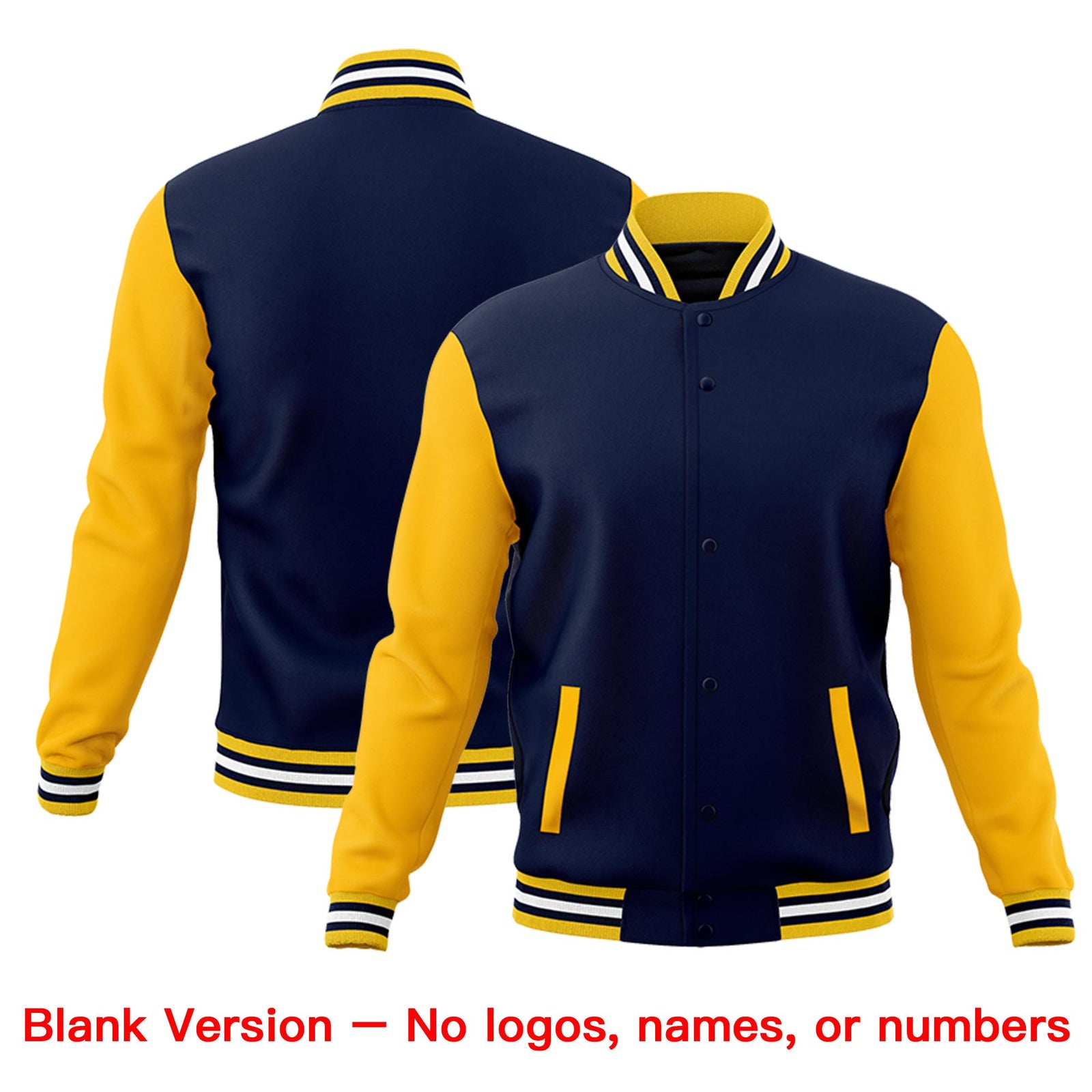Custom Navy Gold White Raglan Sleeves Classic Style Letterman Cotton Fabric Jacket| KXKSHOP