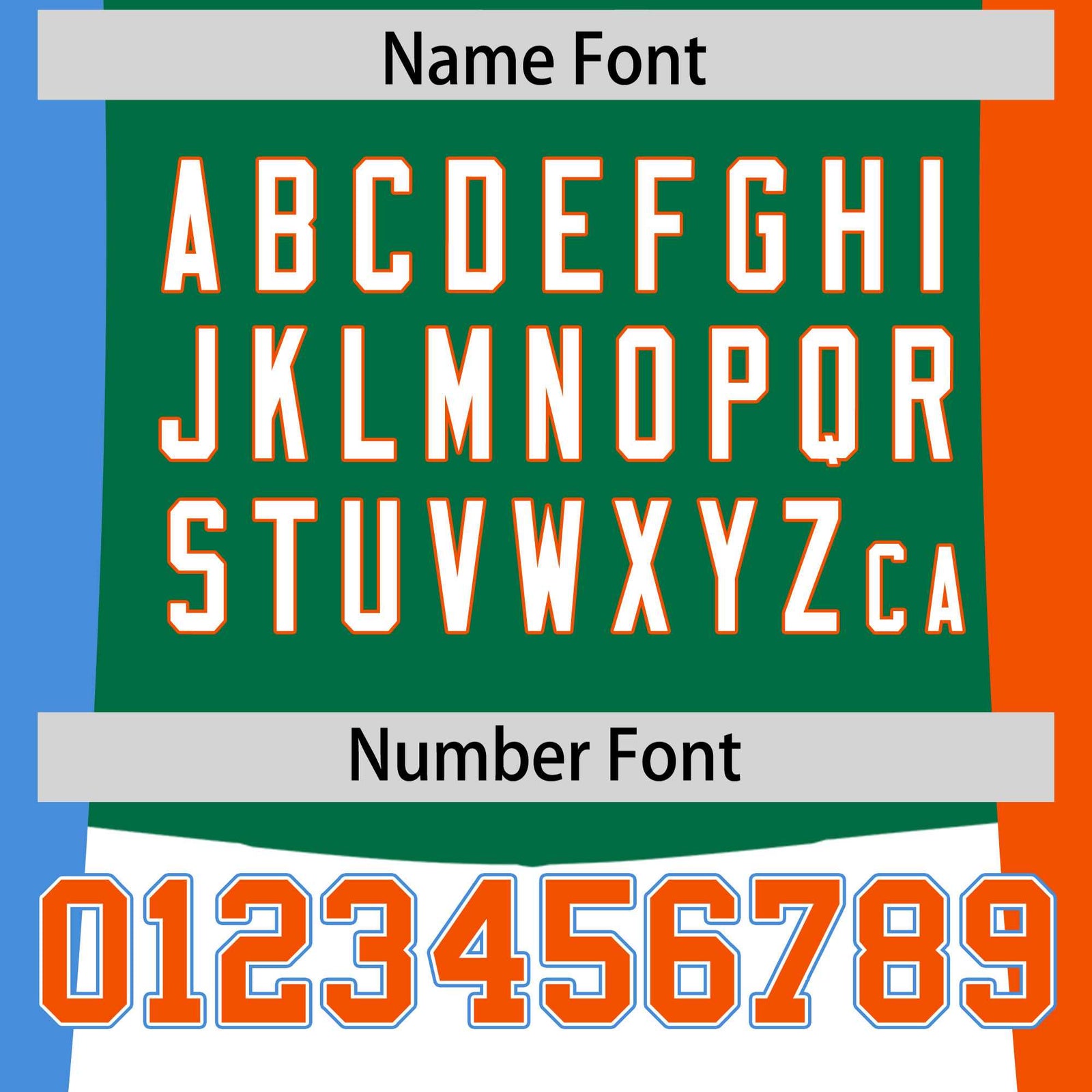 Custom Kelly Green Powder Blue Orange Personalization Varsity Full-Snap Three Color Blocks Letterman Jacket