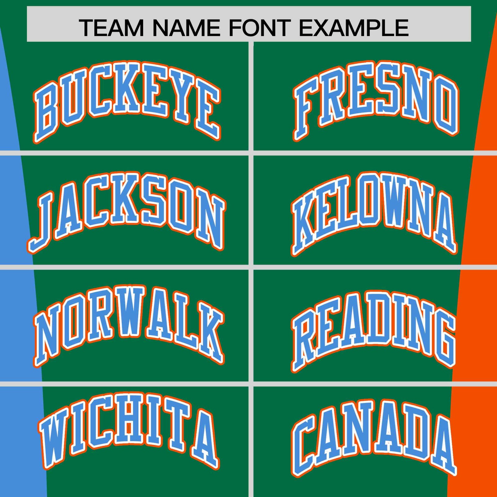 Custom Kelly Green Powder Blue Orange Personalization Varsity Full-Snap Three Color Blocks Letterman Jacket