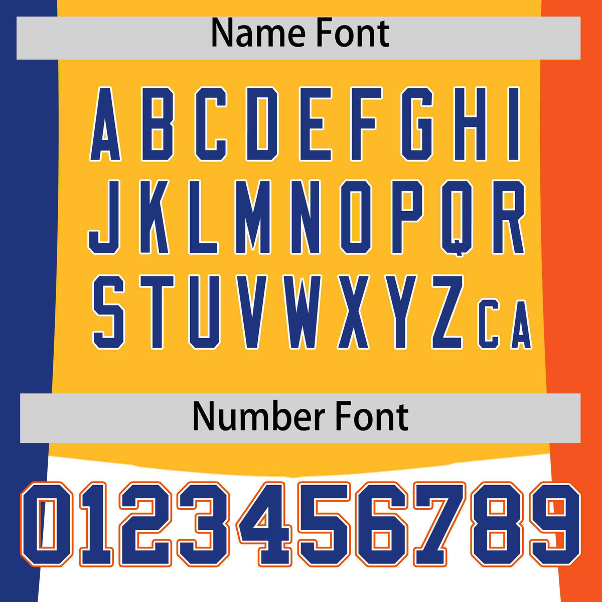 Custom Royal Blue Yellow Orange Personalization Varsity Full-Snap Three Color Blocks Letterman Jacket