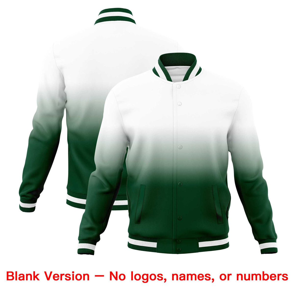 Custom White Gold Full-Snap Varsity Personalization Gradient Fashion Letterman Jacket| KXKSHOP