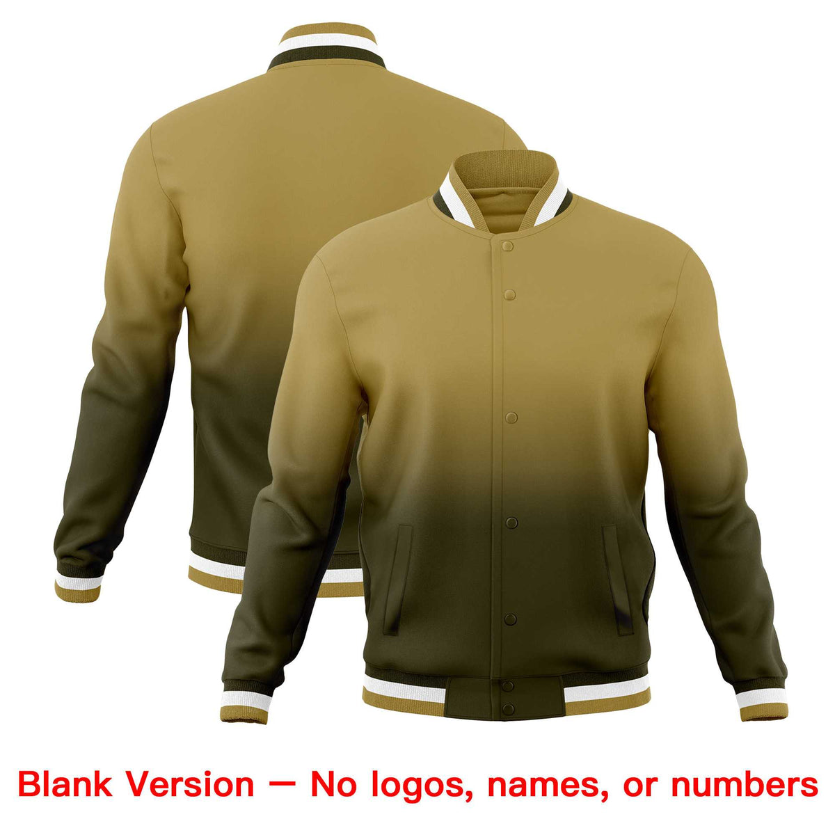 Custom Desert Yellow Olive Full-Snap Varsity Personalization Gradient Fashion Letterman Jacket| KXKSHOP