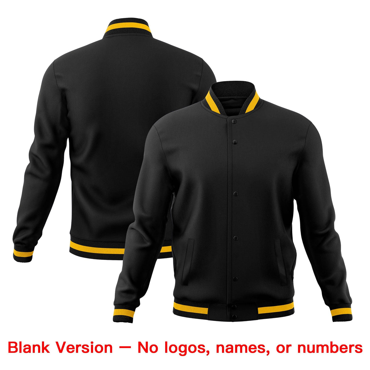Custom Black Gold Classic Style Full-Snap Breathable Jacket| KXKSHOP