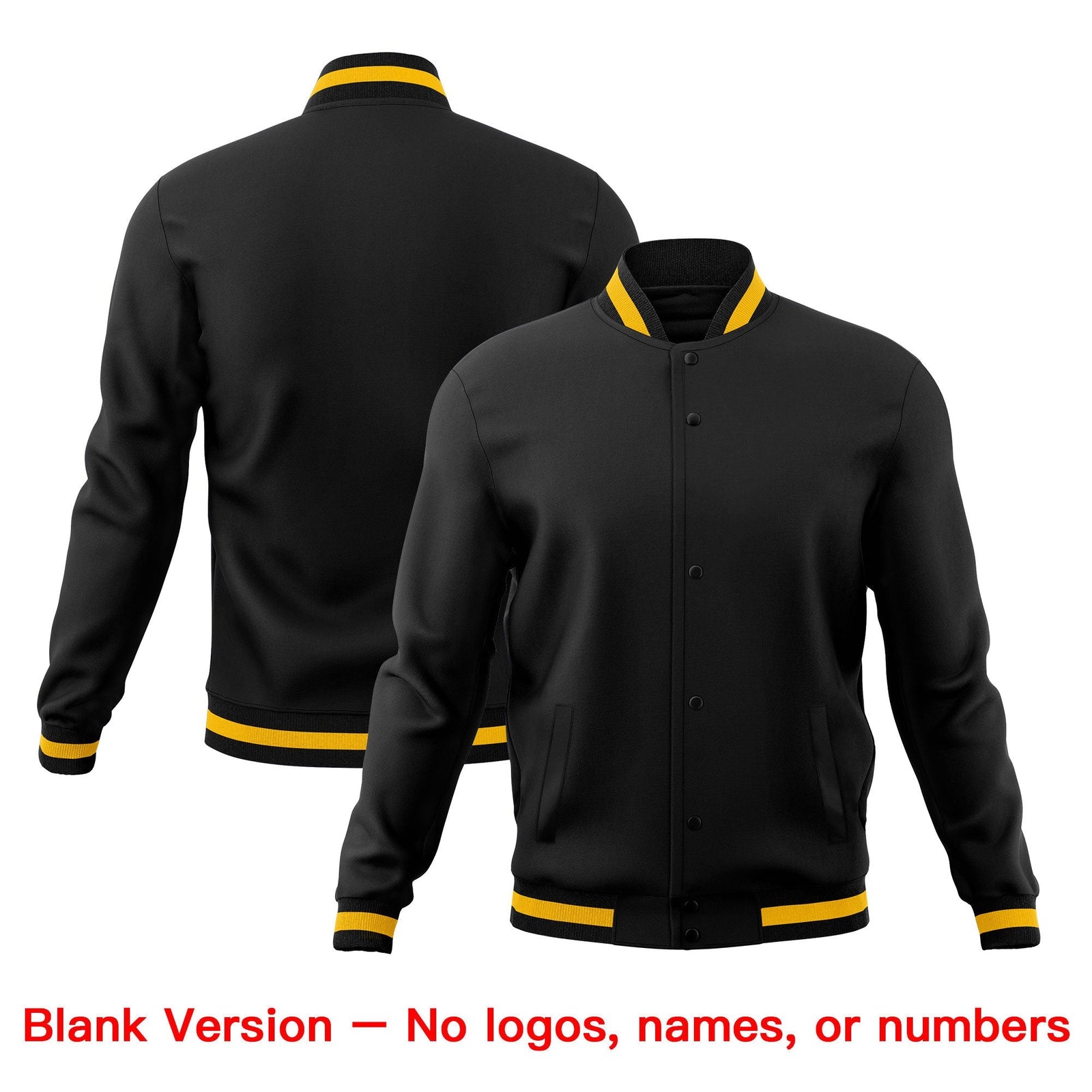 Custom Black Gold Classic Style Full-Snap Breathable Jacket| KXKSHOP