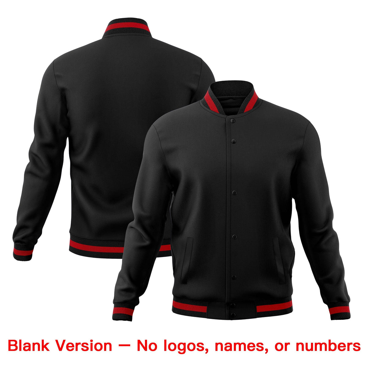 Custom Black Red Classic Style Full-Snap Wrinkle-Resistant Jacket| KXKSHOP