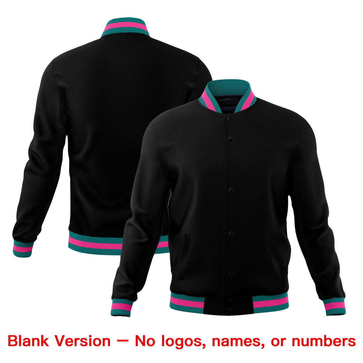 Custom Black Teal Pink Classic Style Full-Snap Breathable Jacket| KXKSHOP