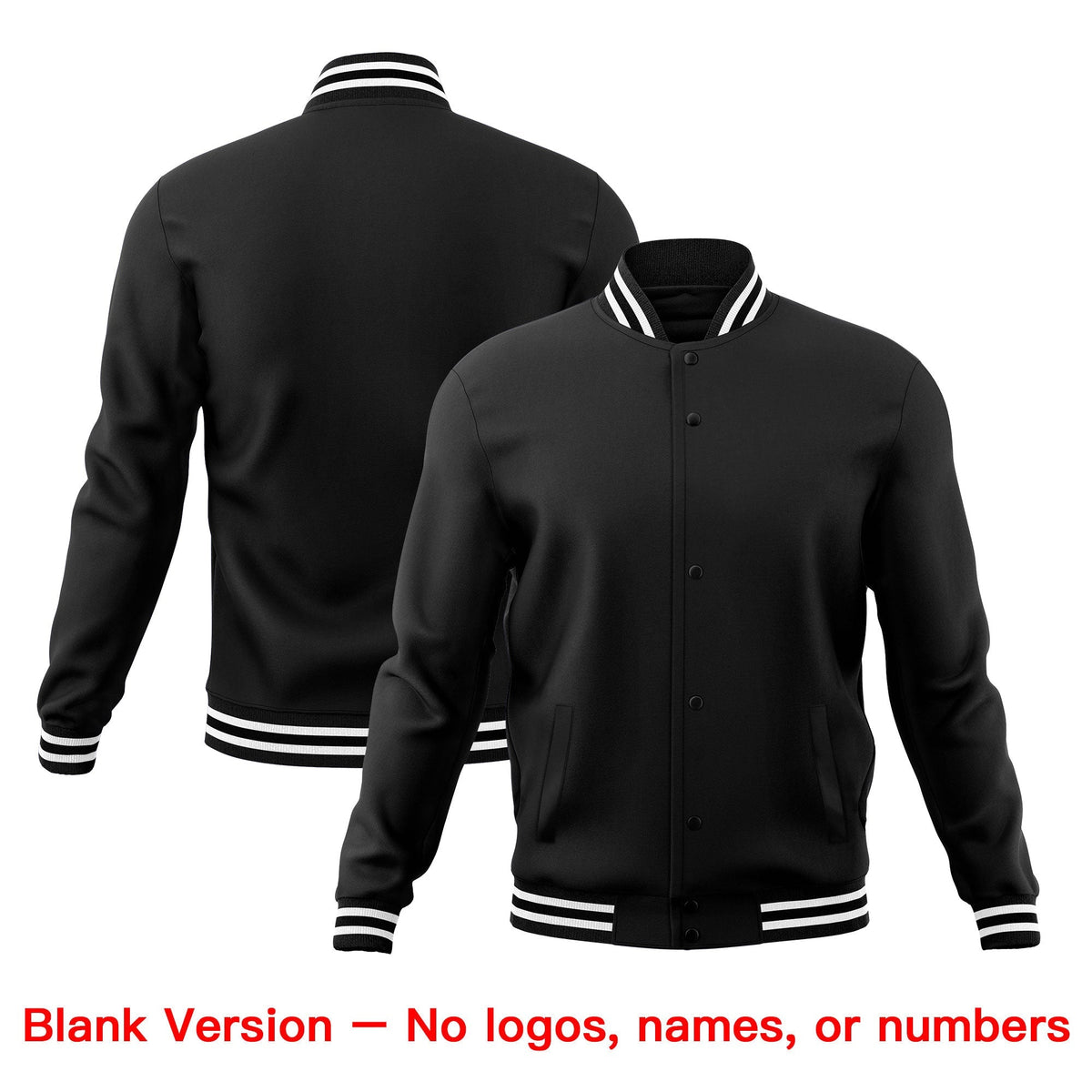Custom Black White Classic Style Full-Snap Wrinkle-Resistant Jacket| KXKSHOP